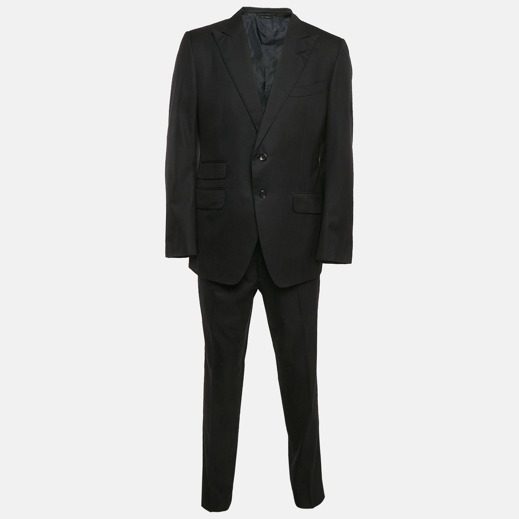 

Tom Ford Black Herringbone Wool Pants Suit XL