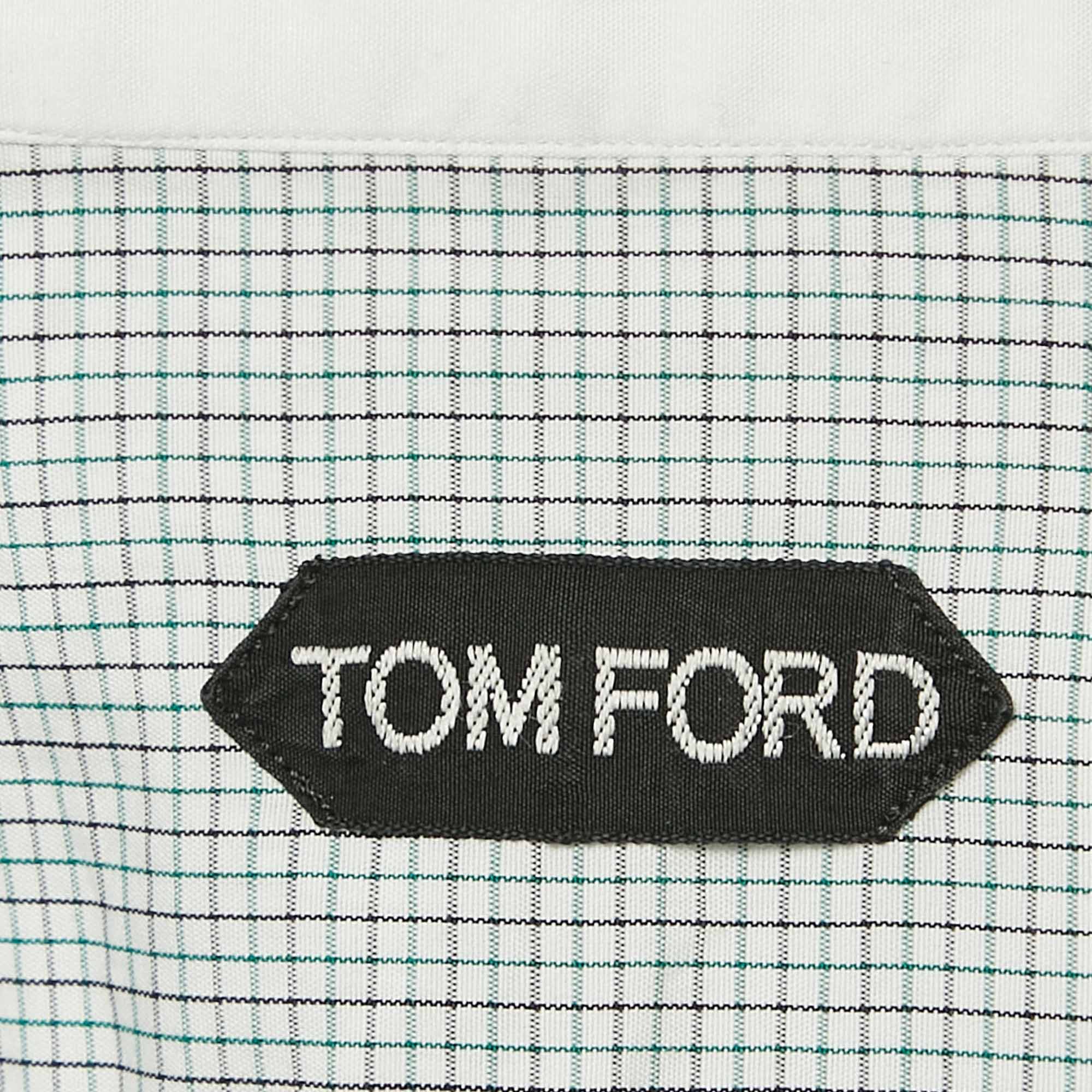 Tom Ford Multicolor Checkered Cotton Button Front Shirt XXXL 