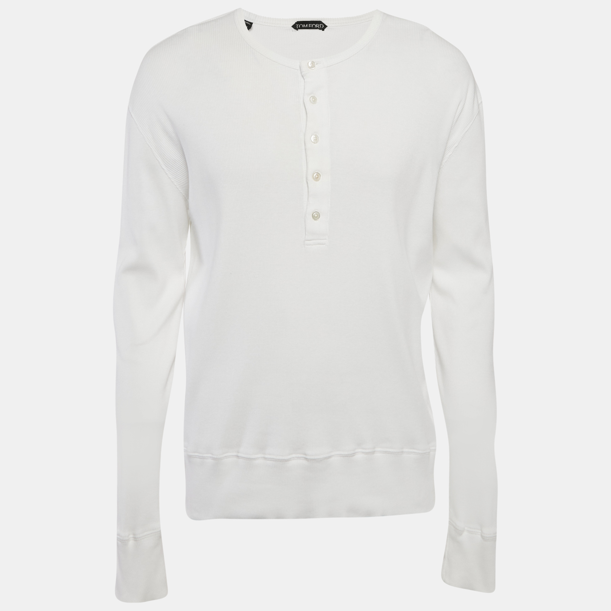 

Tom Ford White Rib Knit Full Sleeve T-Shirt XXL