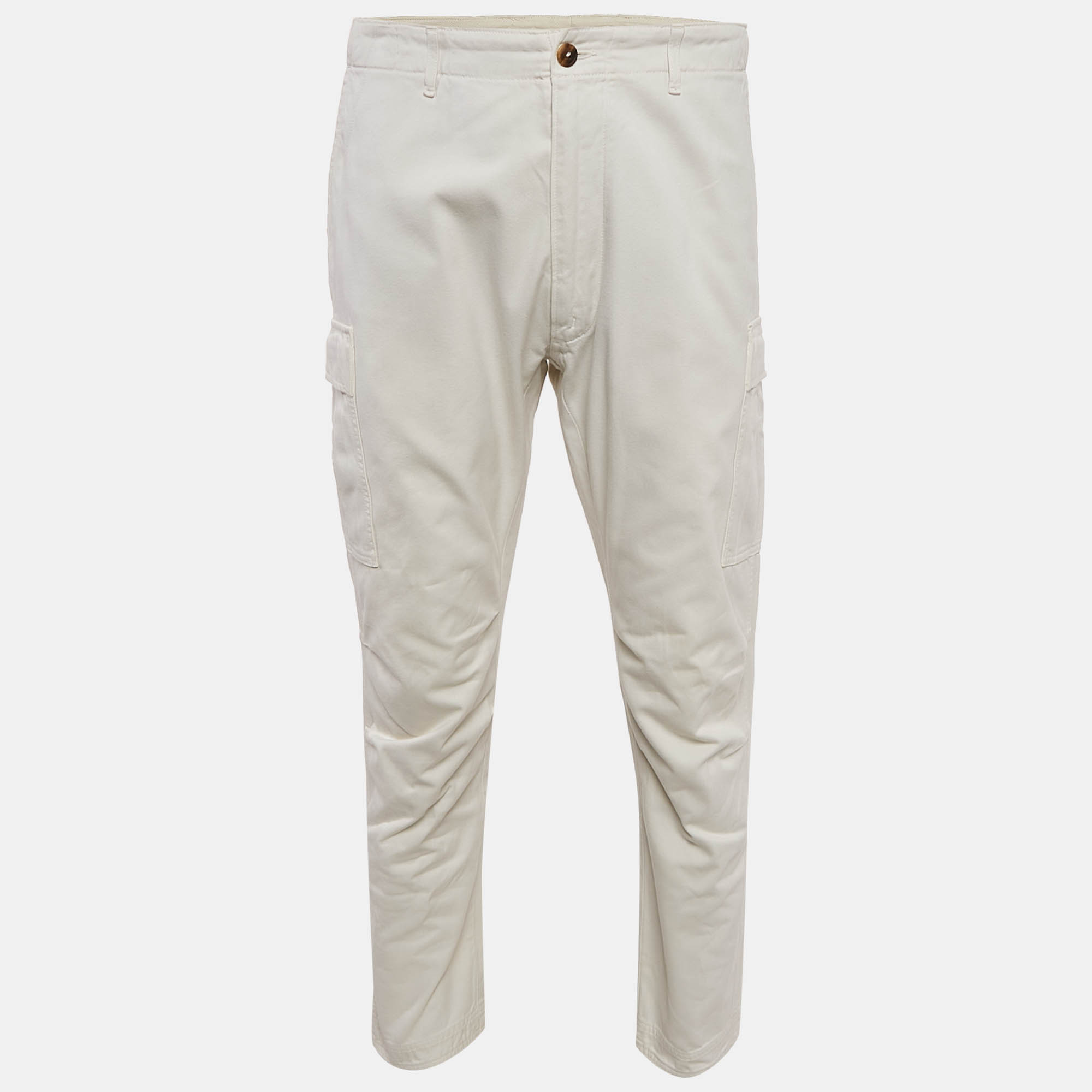 

Tom Ford White Cotton Gabardine Cargo Pants XL