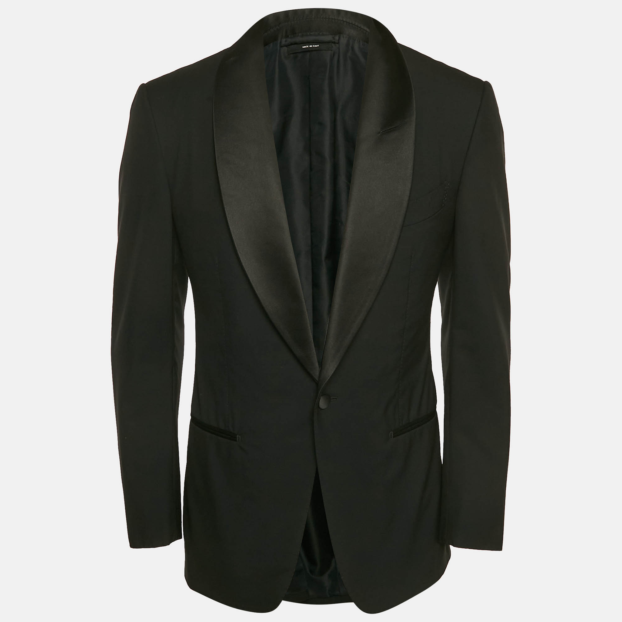 

Tom Ford Black Wool Satin Trim Shawl Collar Blazer M