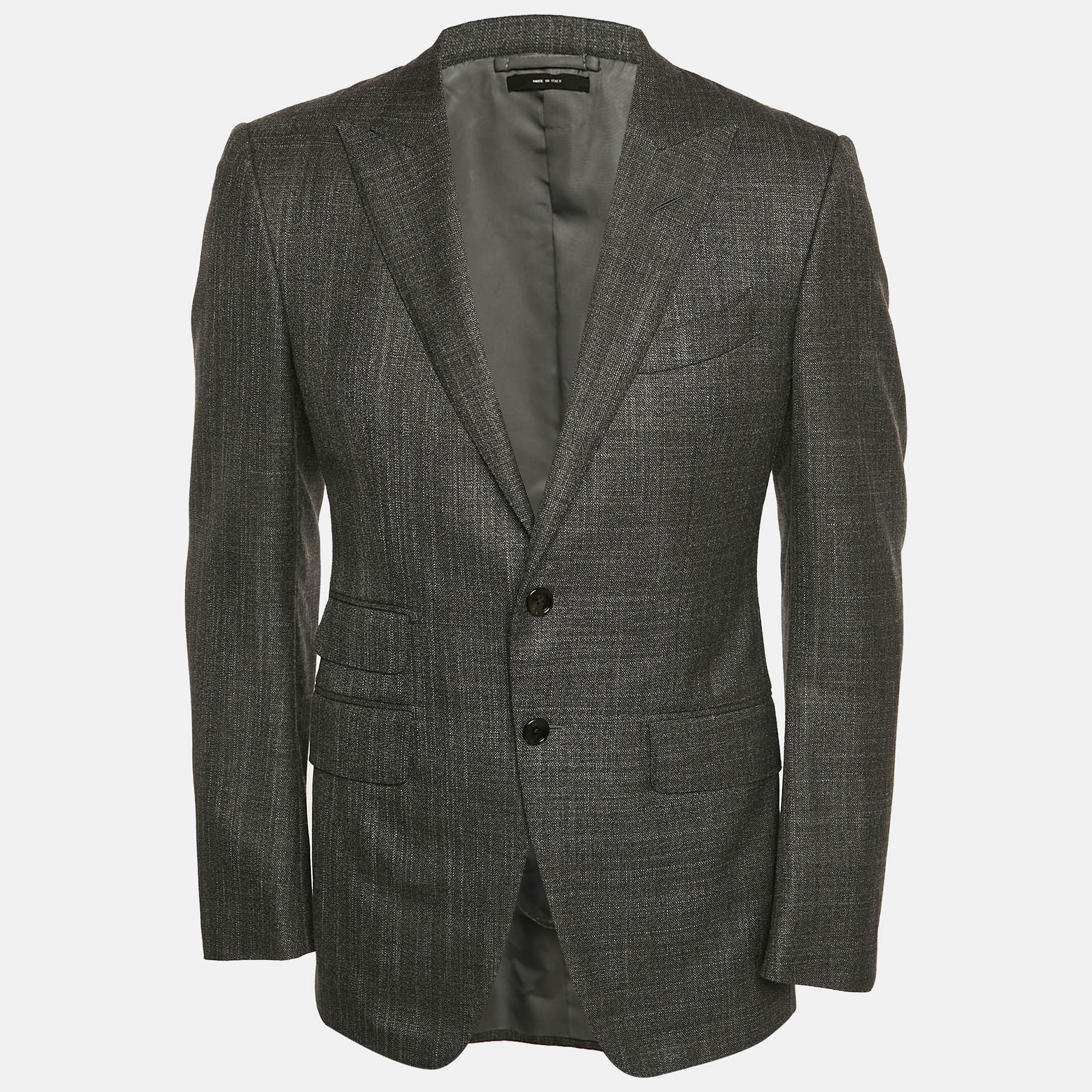 

Tom Ford Grey Canvas Wool Single Breasted Blazer S