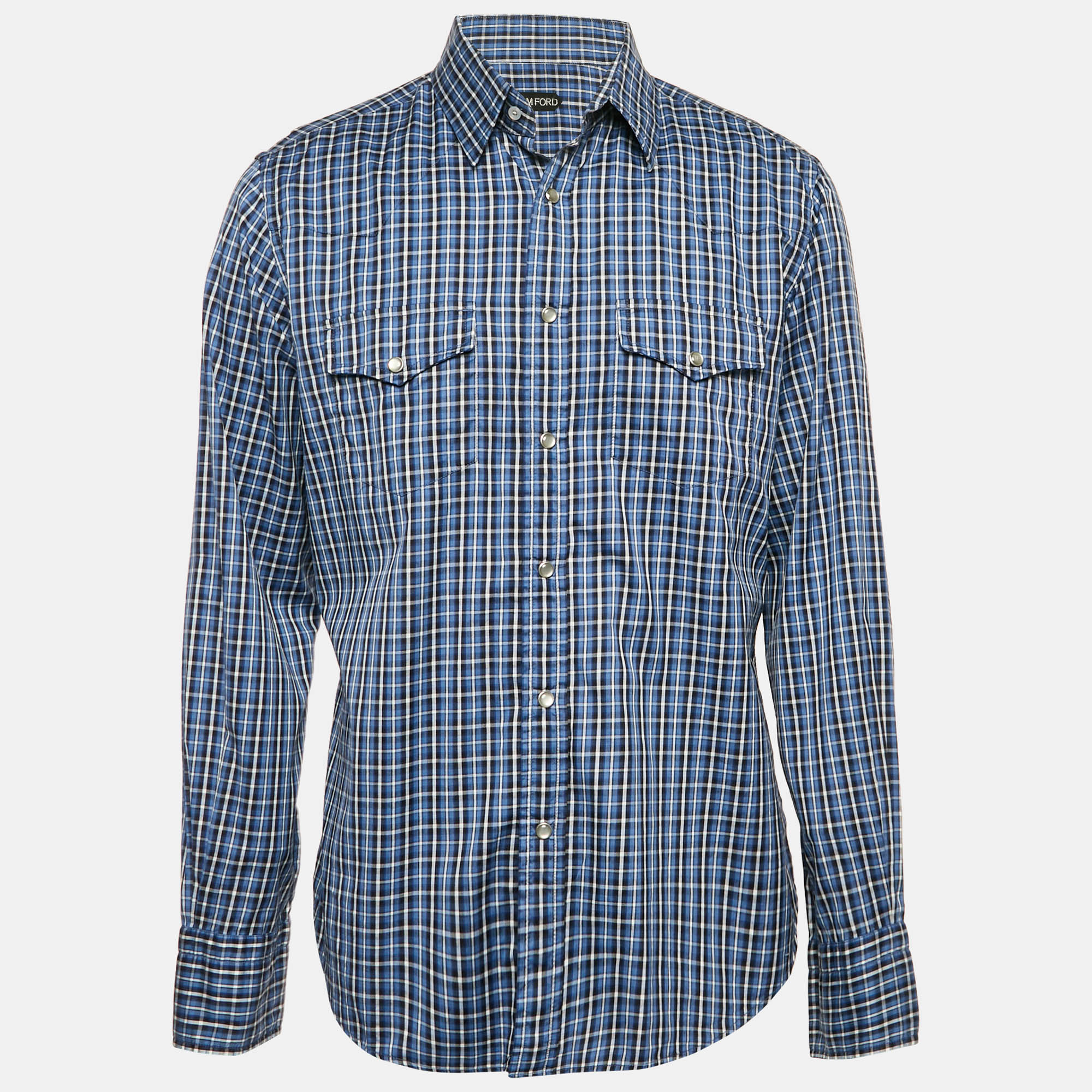 

Tom Ford Blue Checks Cotton Button Front Shirt XXL