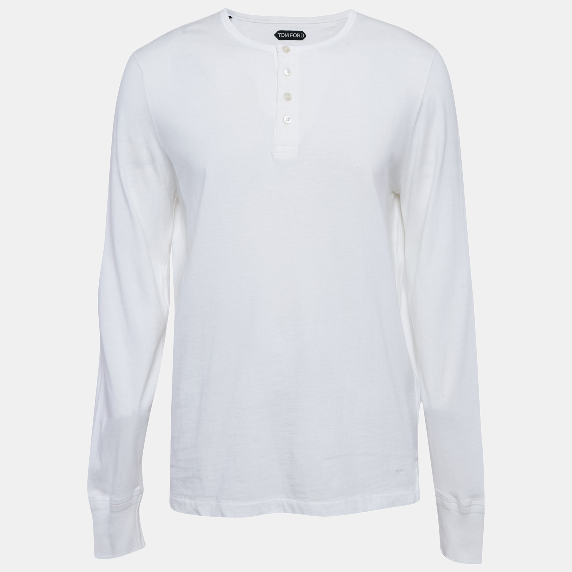 

Tom Ford White Jersey Henley Neck Long Sleeve T-Shirt XXL
