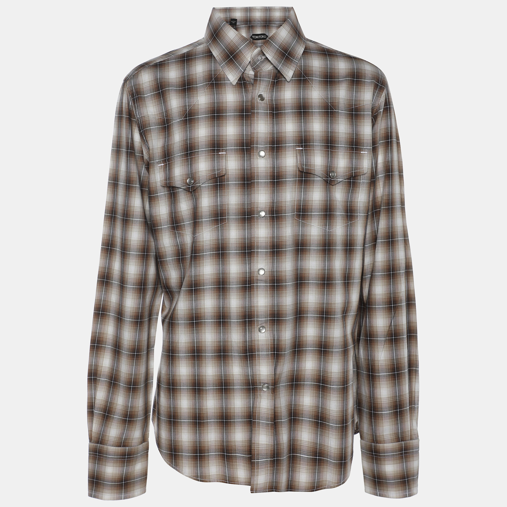 

Tom Ford Multicolor Check Print Cotton Button Front Shirt XL