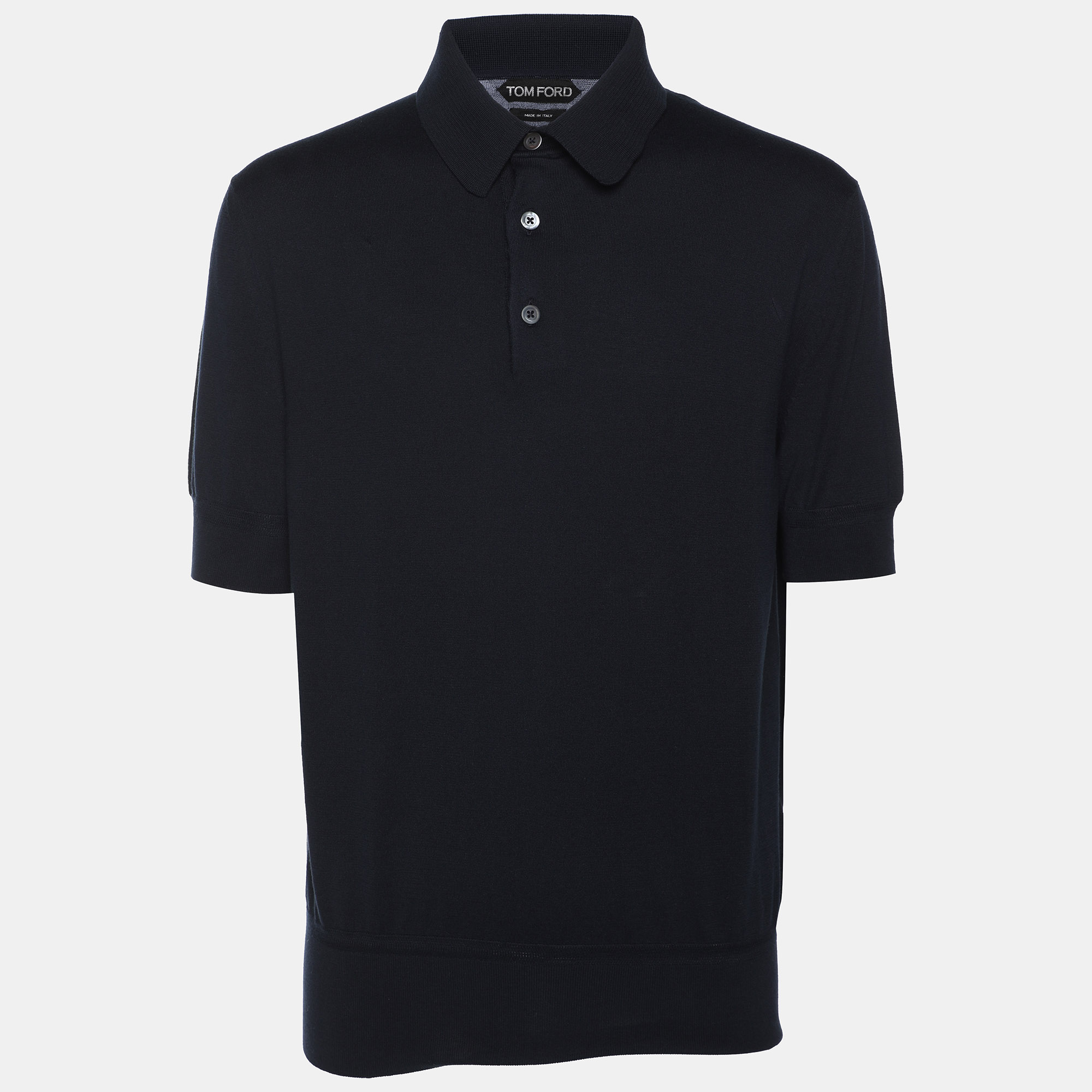 

Tom Ford Navy Blue Cotton Knit Polo T-Shirt L