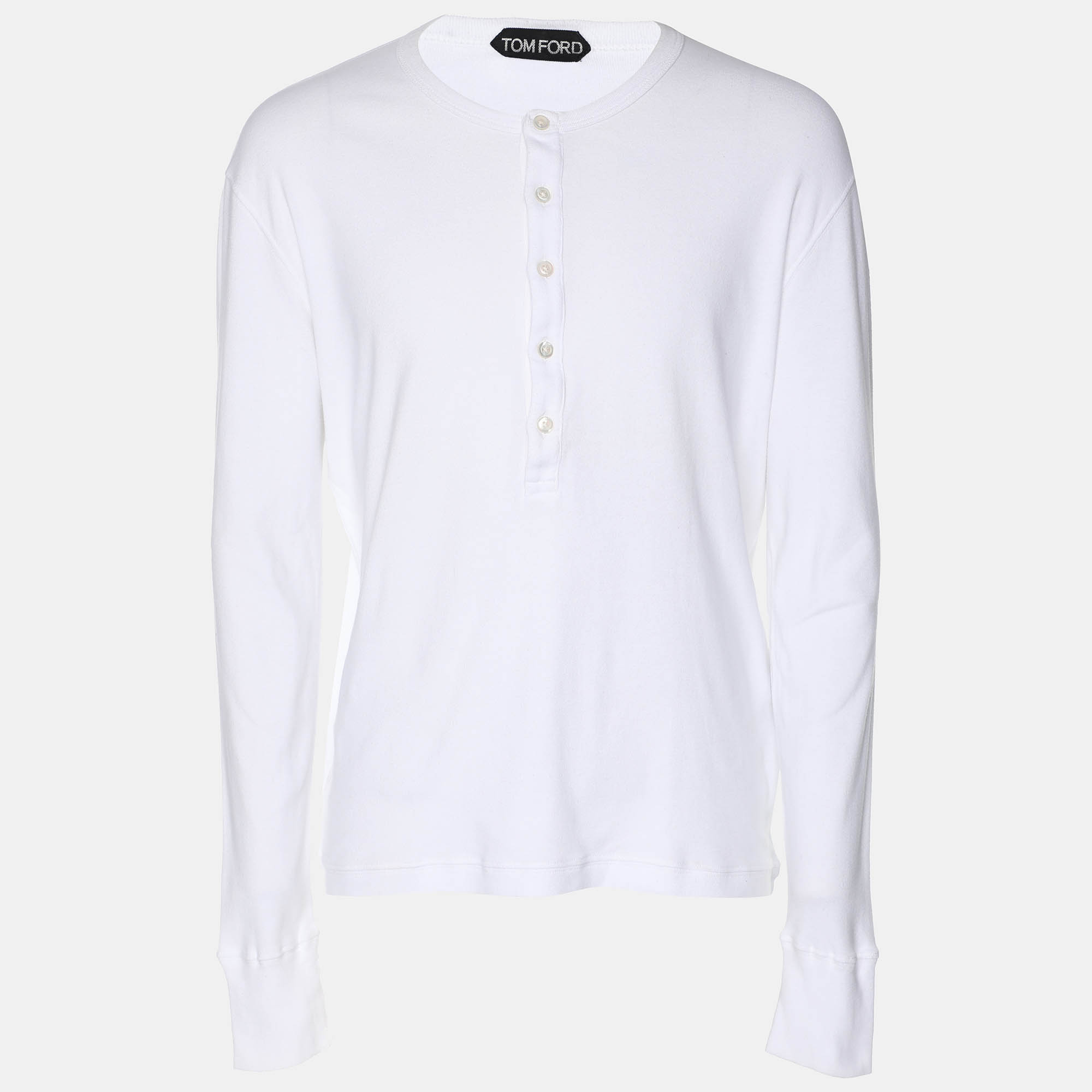 

Tom Ford White Jersey Full Sleeve Henley T-Shirt XXL