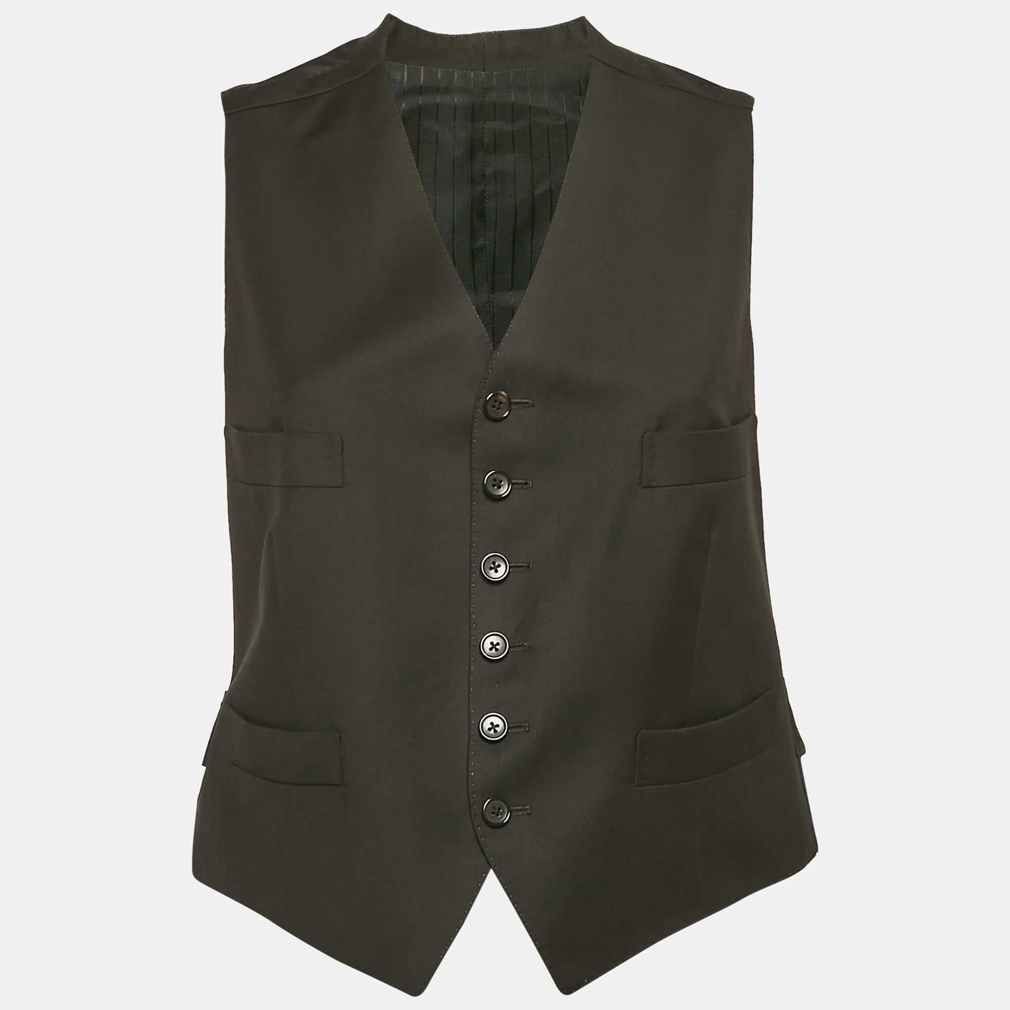 

Tom Ford Black Wool Button Front Waist Coat M