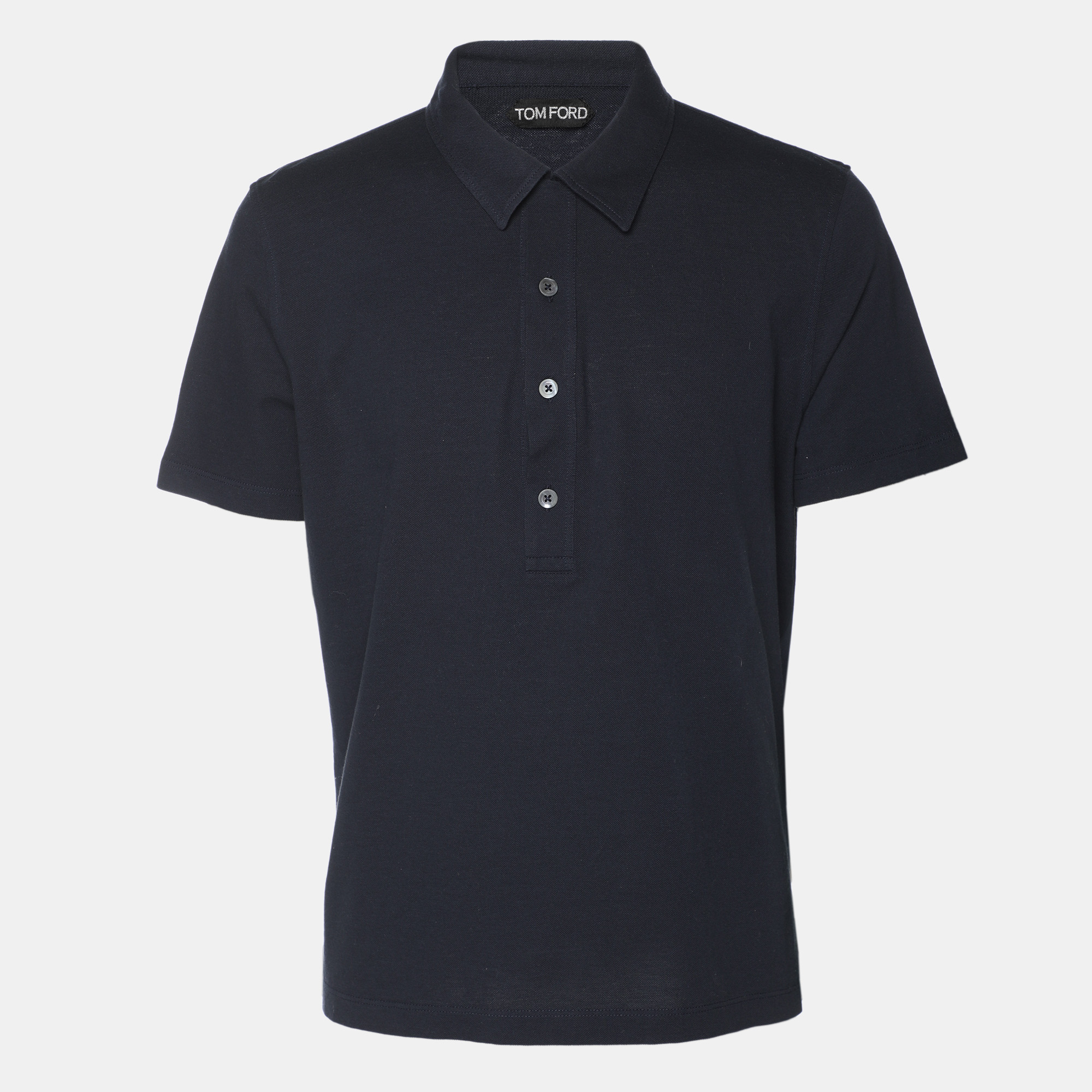 

Tom Ford Navy Blue Jersey Button Polo T-Shirt XL