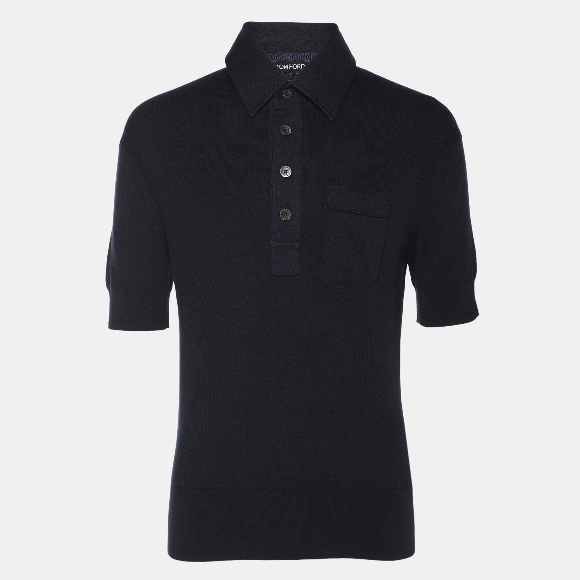 

Tom Ford Navy Blue Cotton Knit Polo T-Shirt L