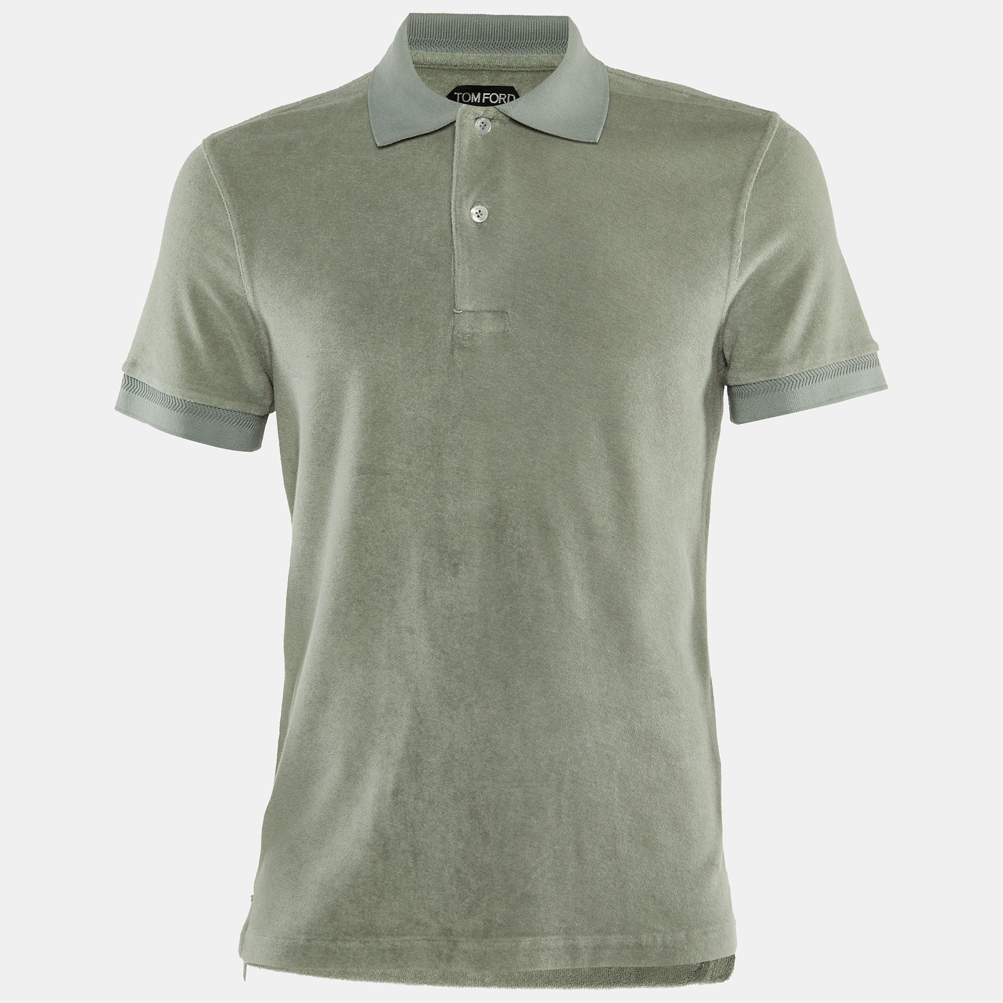 

Tom Ford Pastel Green Terry Cotton Polo T-Shirt M