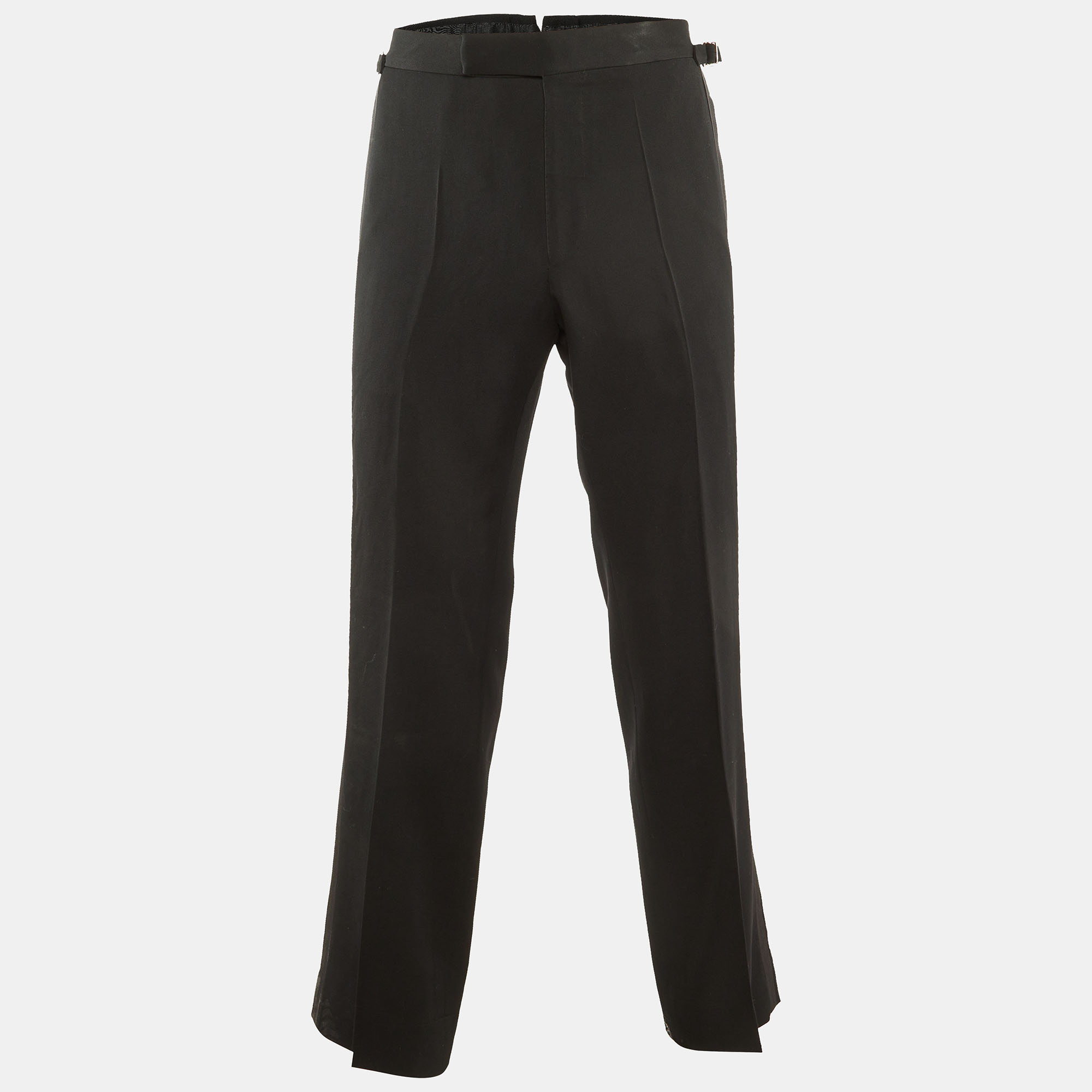 

Tom Ford Black Wool & Mohair Trim Detail Pants S