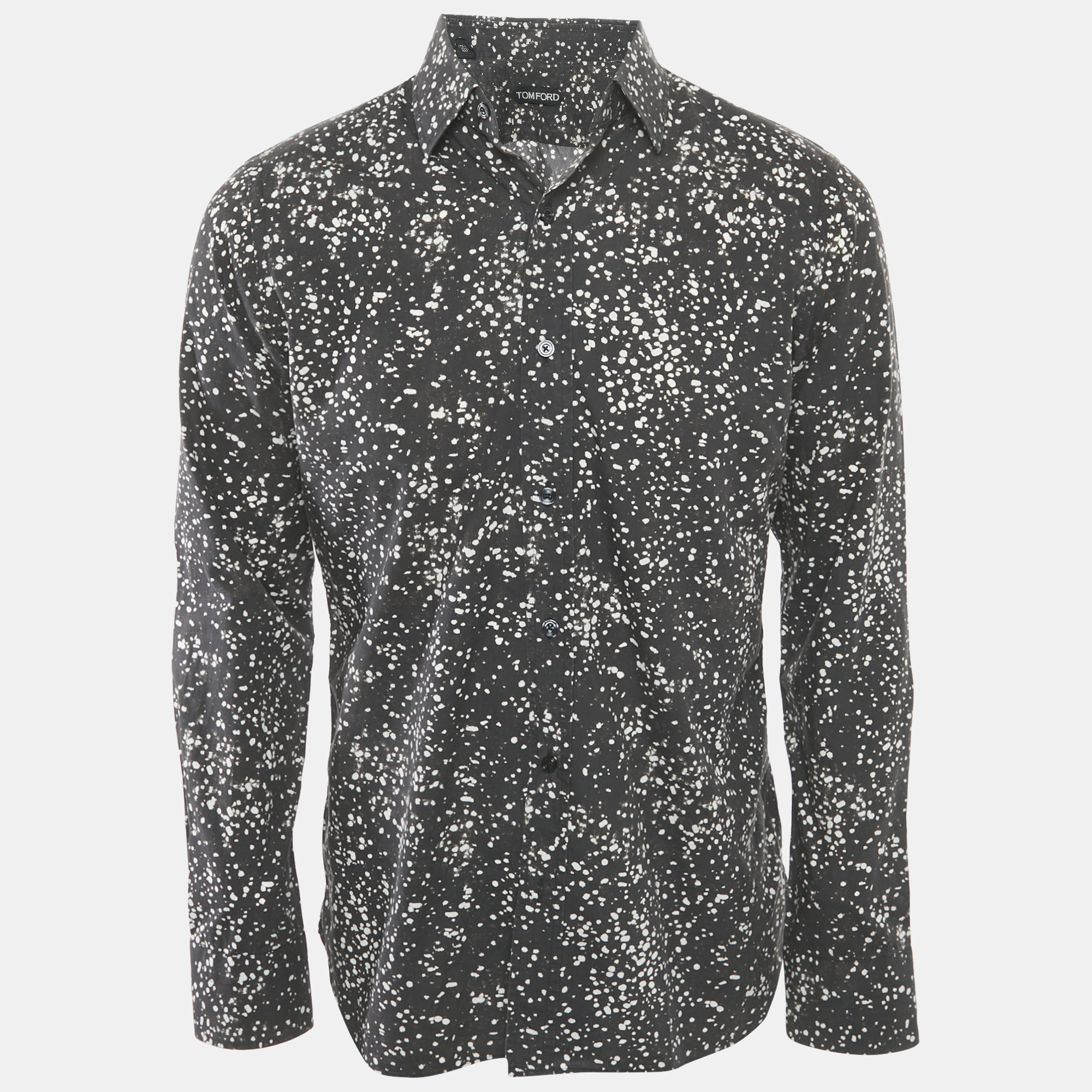 Tom Ford Black Printed Cotton Long Sleeve Shirt M