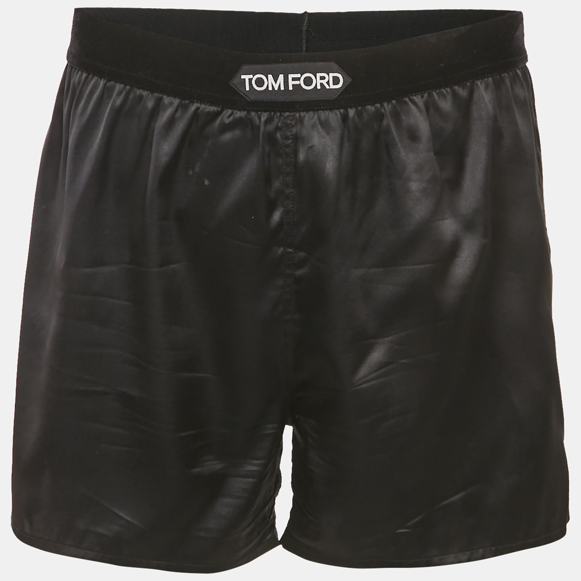 

Tom Ford Black Silk Waist Logo Detail Shorts M