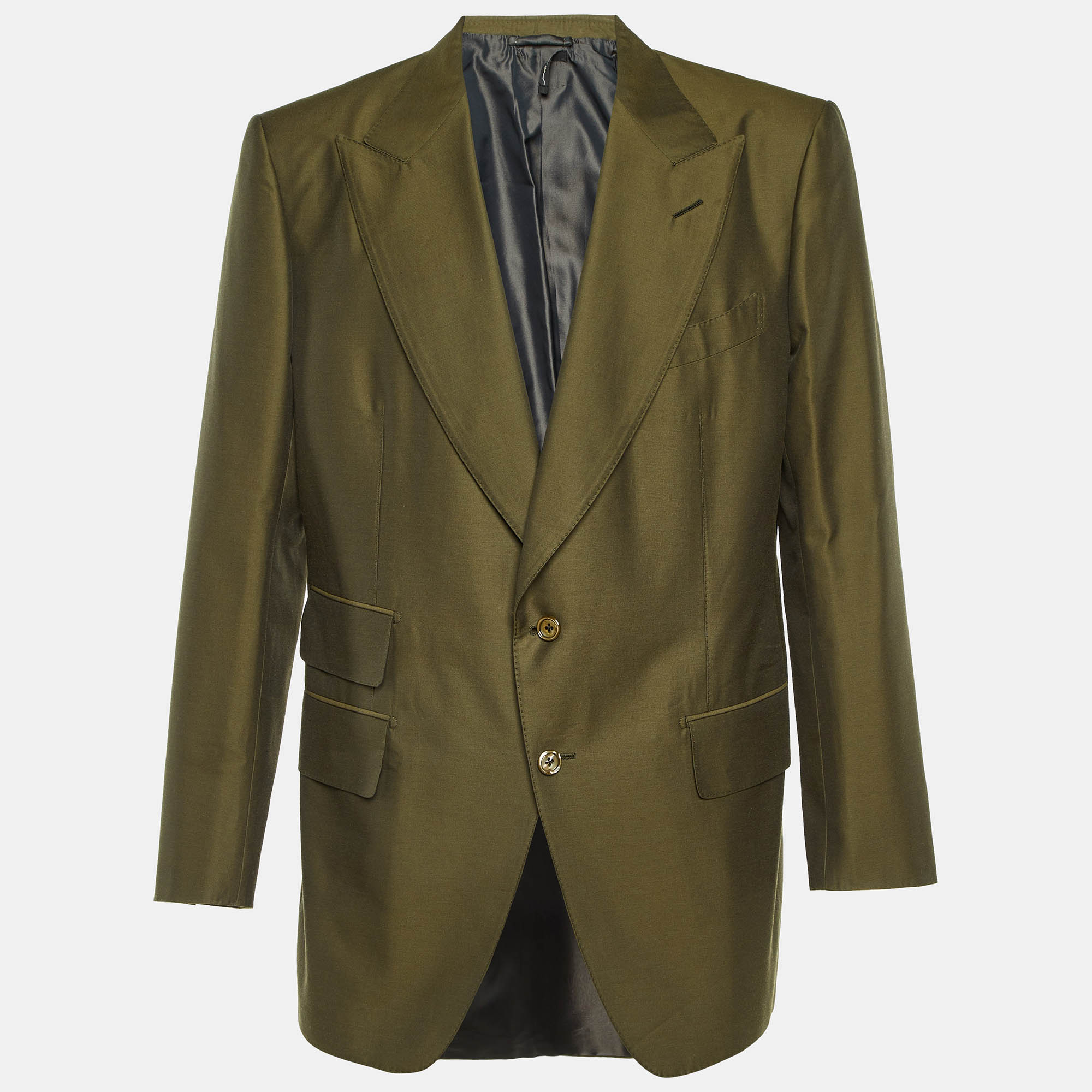 

Tom Ford Khaki Green Cotton and Wool Single Breasted Blazer XXXL