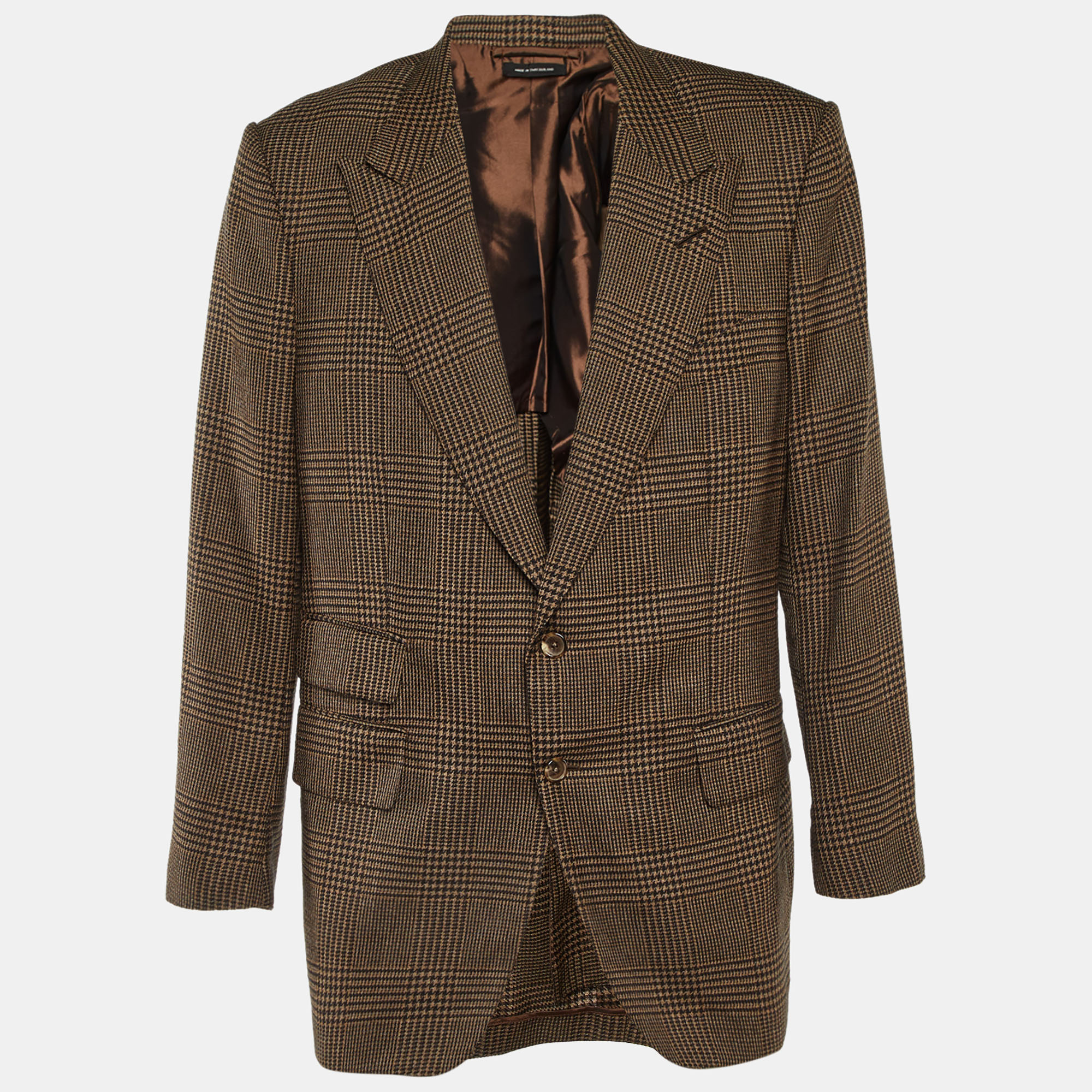 Pre-owned Tom Ford Brown Checked Wool Single Breasted Shelton Blazer Xxxl