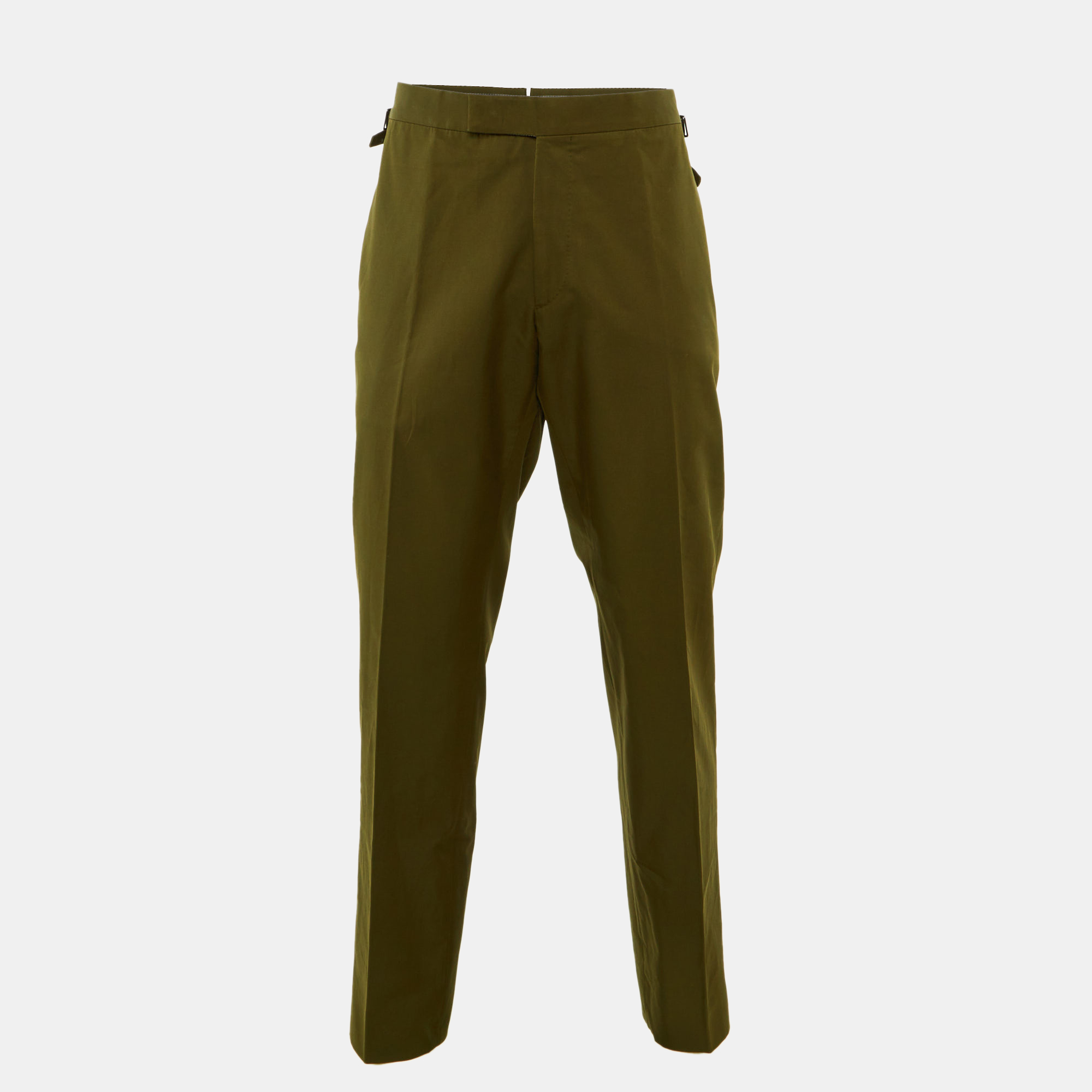 

Tom Ford Dark Khaki Green Cotton Buckled Waist Trousers XXXL