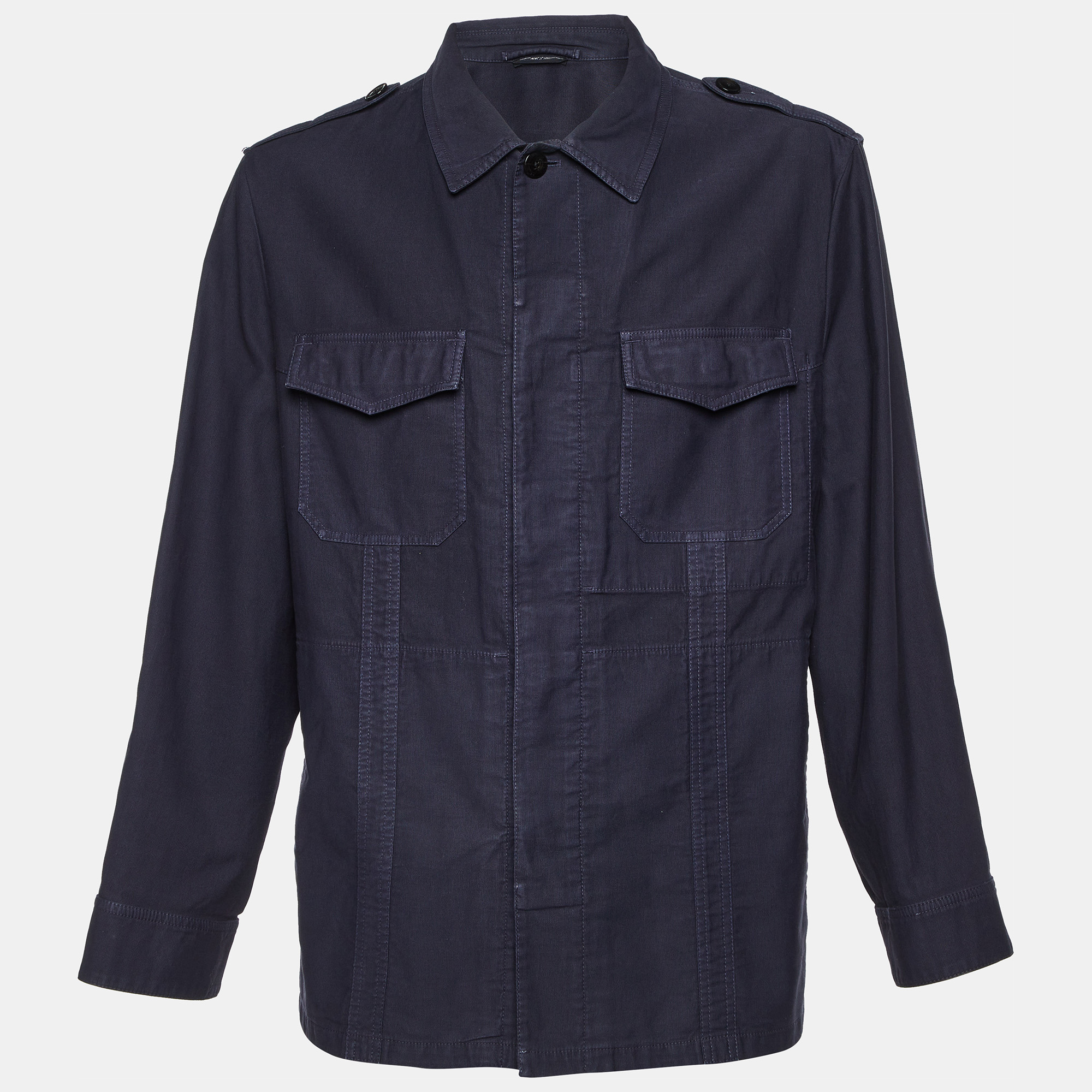 

Tom Ford Midnight Blue Cotton Single Breasted Cargo Jacket XXXL