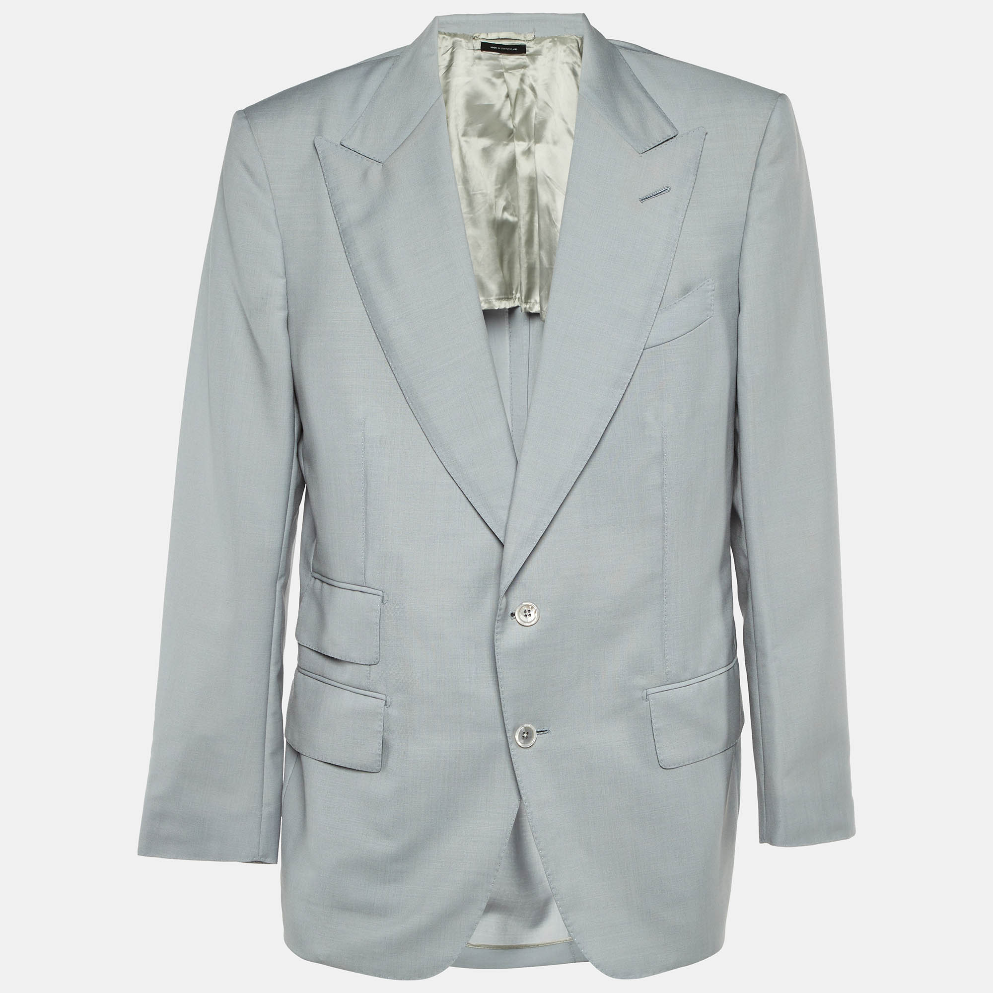 Pre-owned Tom Ford Light Blue Wool Single Breasted Atticus Blazer Xxxl