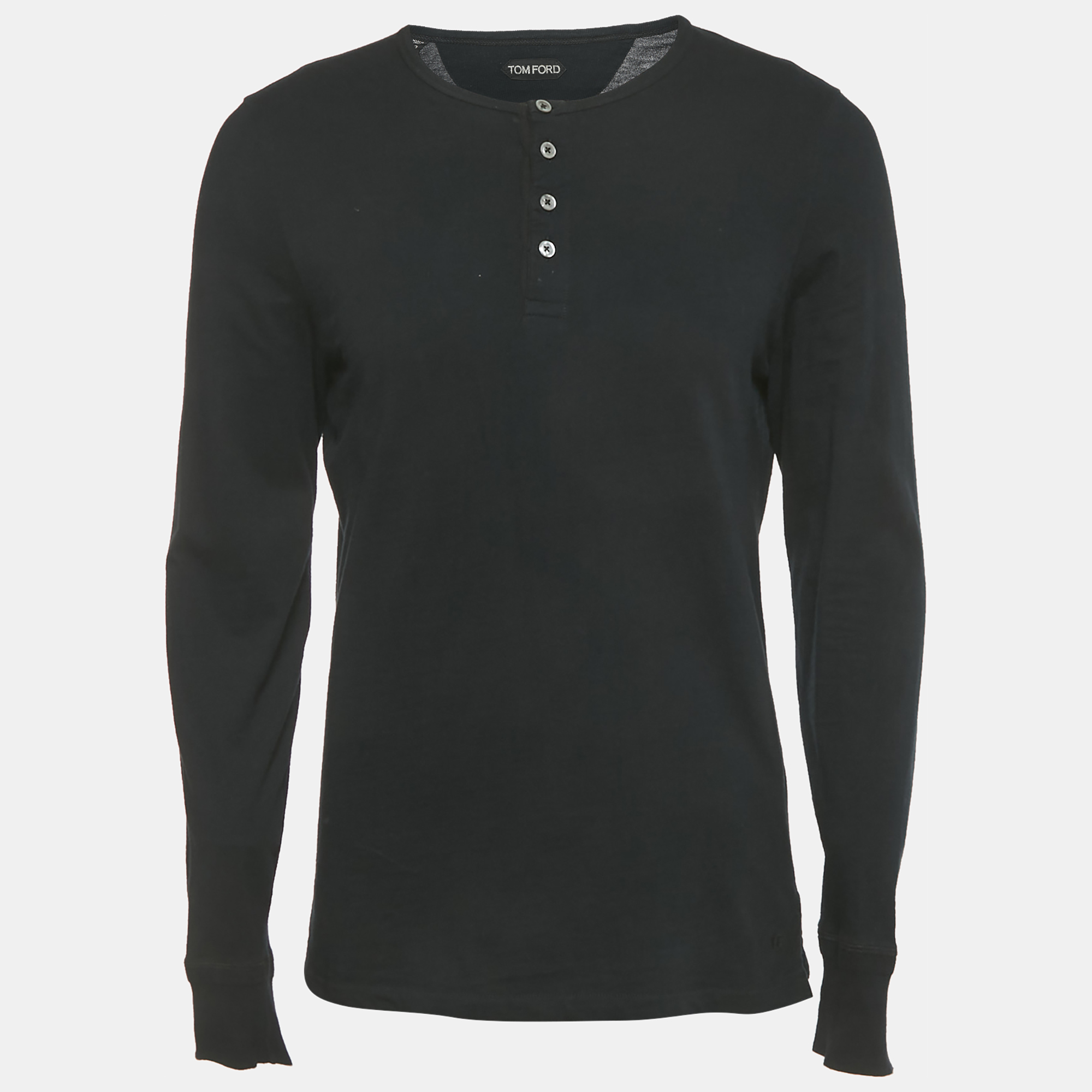 

Tom Ford Navy Blue Cotton Long-Sleeved Henley T-Shirt L