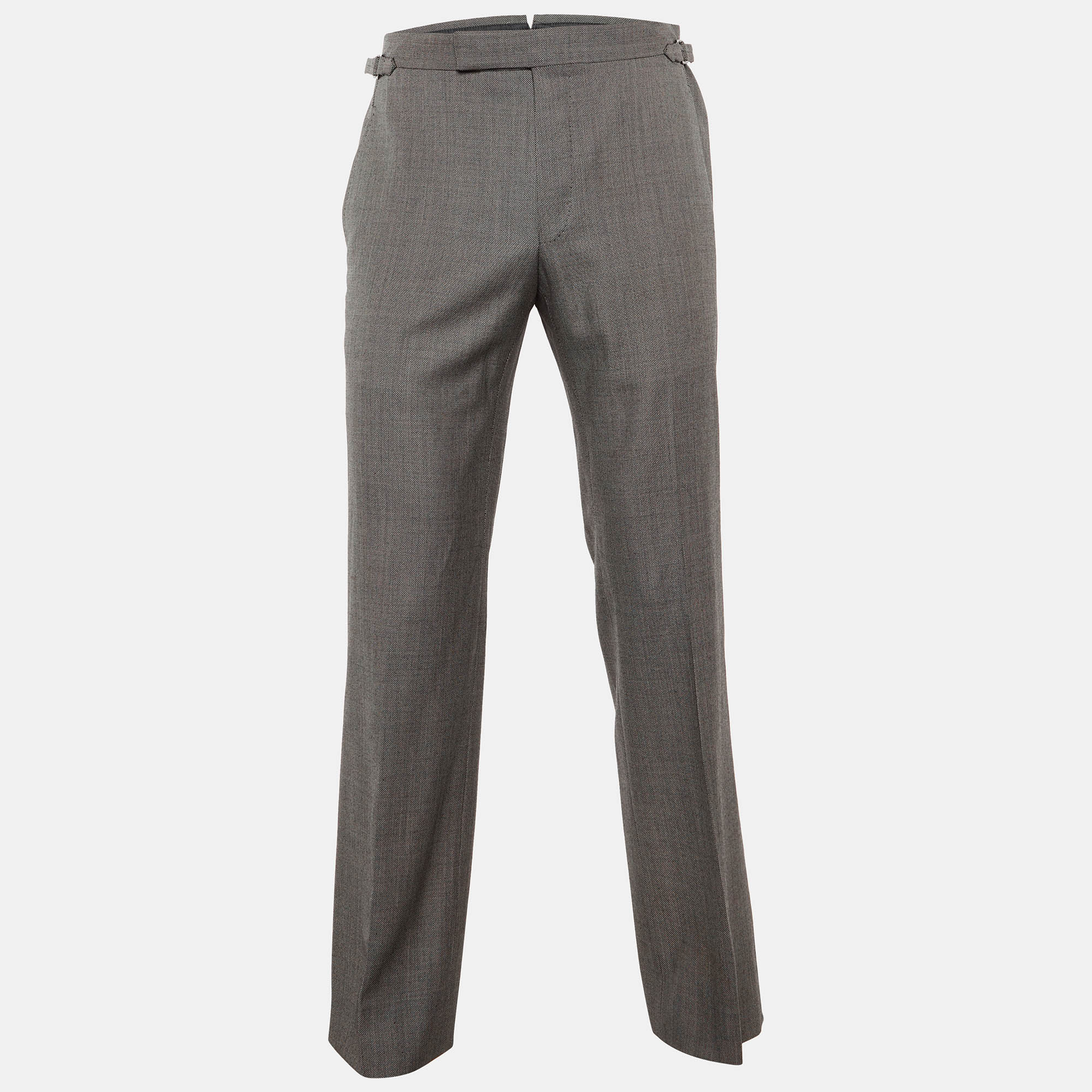 

Tom Ford Grey Patterned Wool Straight Leg Pants S