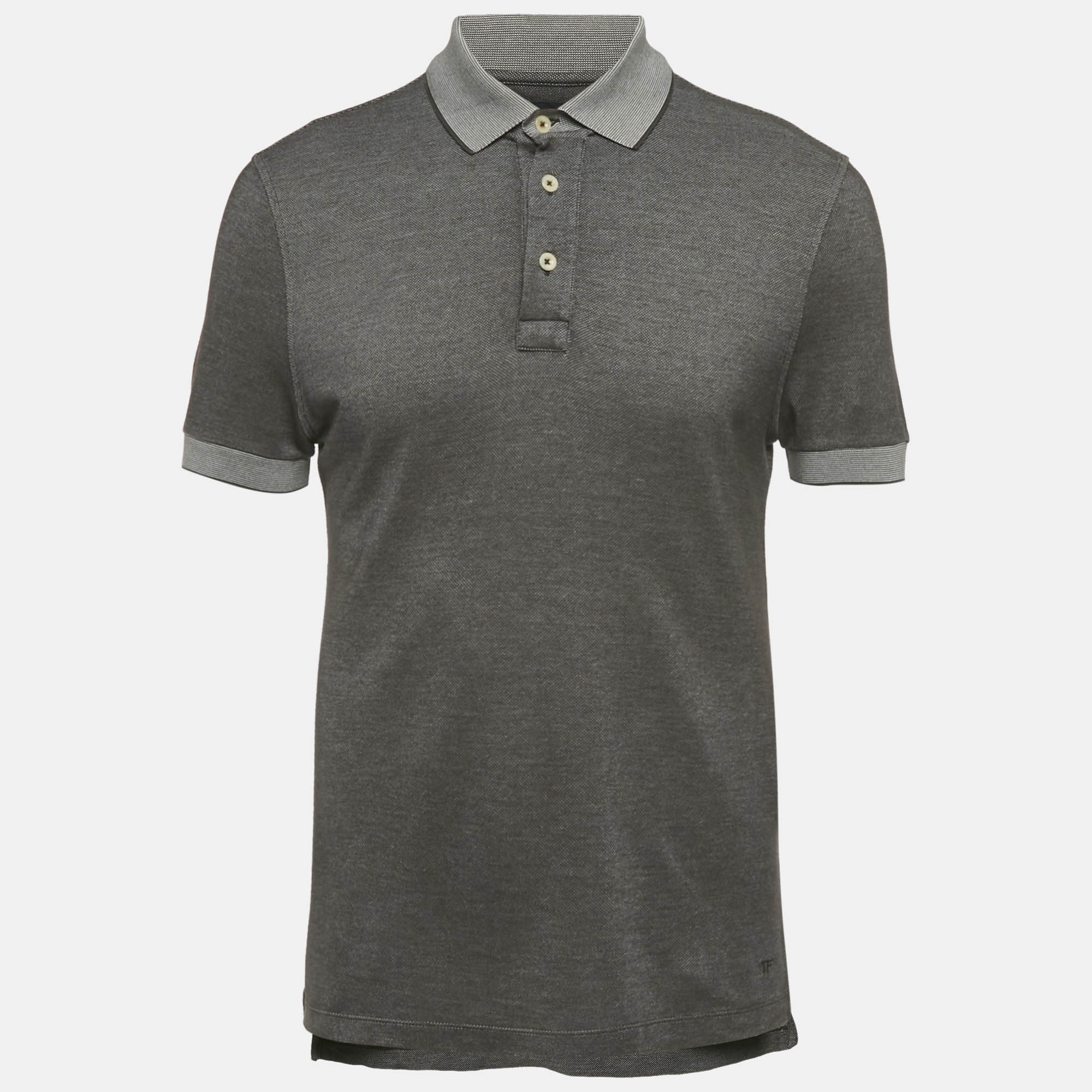 

Tom Ford Black Cotton & Silk Pique Polo T-Shirt L