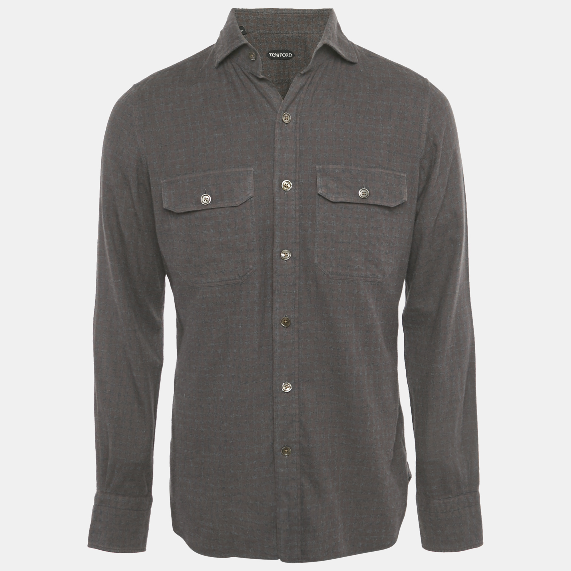 

Tom Ford Grey /Brown Checked Cotton Full Sleeve Shirt M