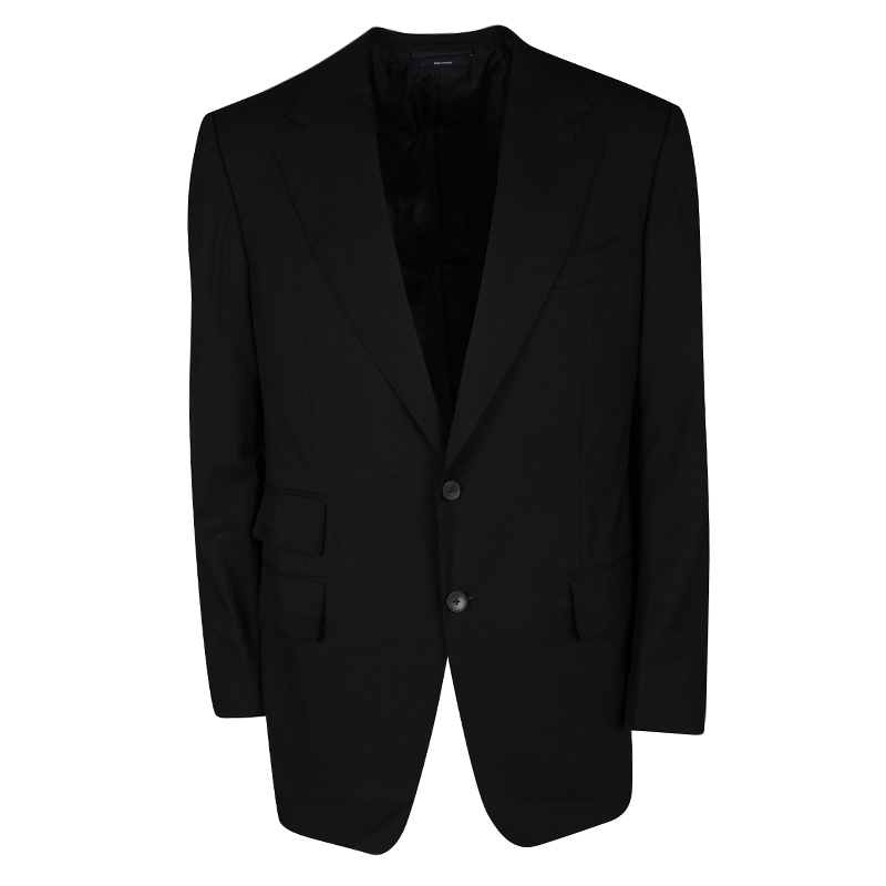 Pre Owned Tom Ford Black Wool Tailored Two Button Regular Fit Blazer XXL