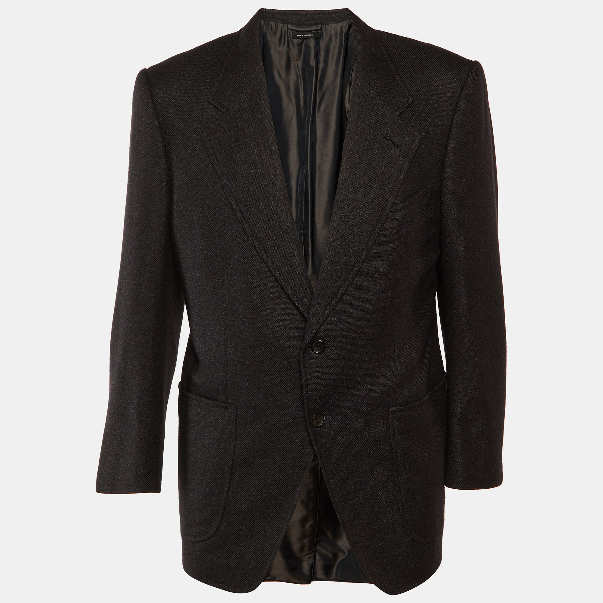 

Tom Ford Charcoal Grey Silk & Cashmere Button Front Blazer XL