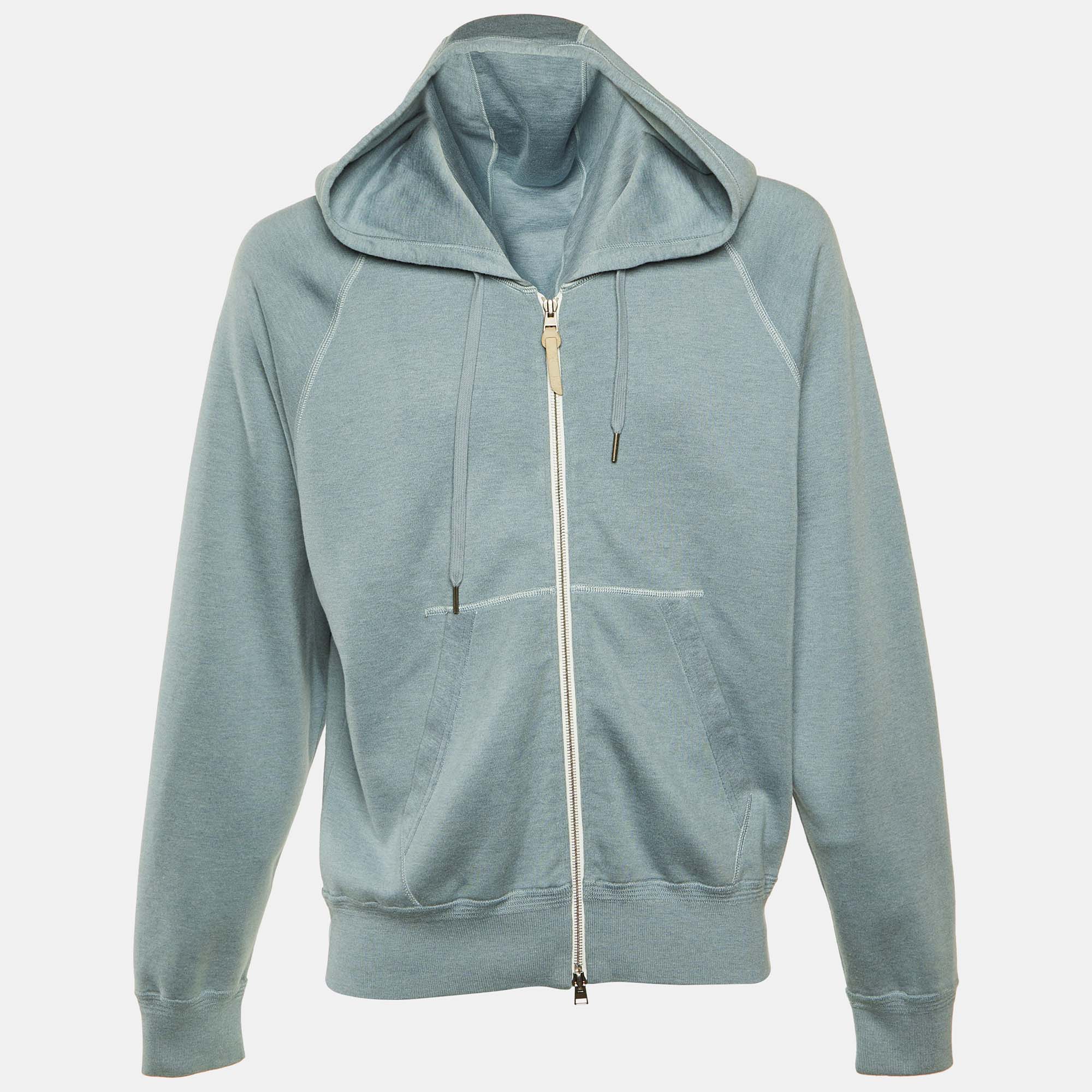 

Tom Ford Green Silk & Cotton Zip Up Hoodie 3XL
