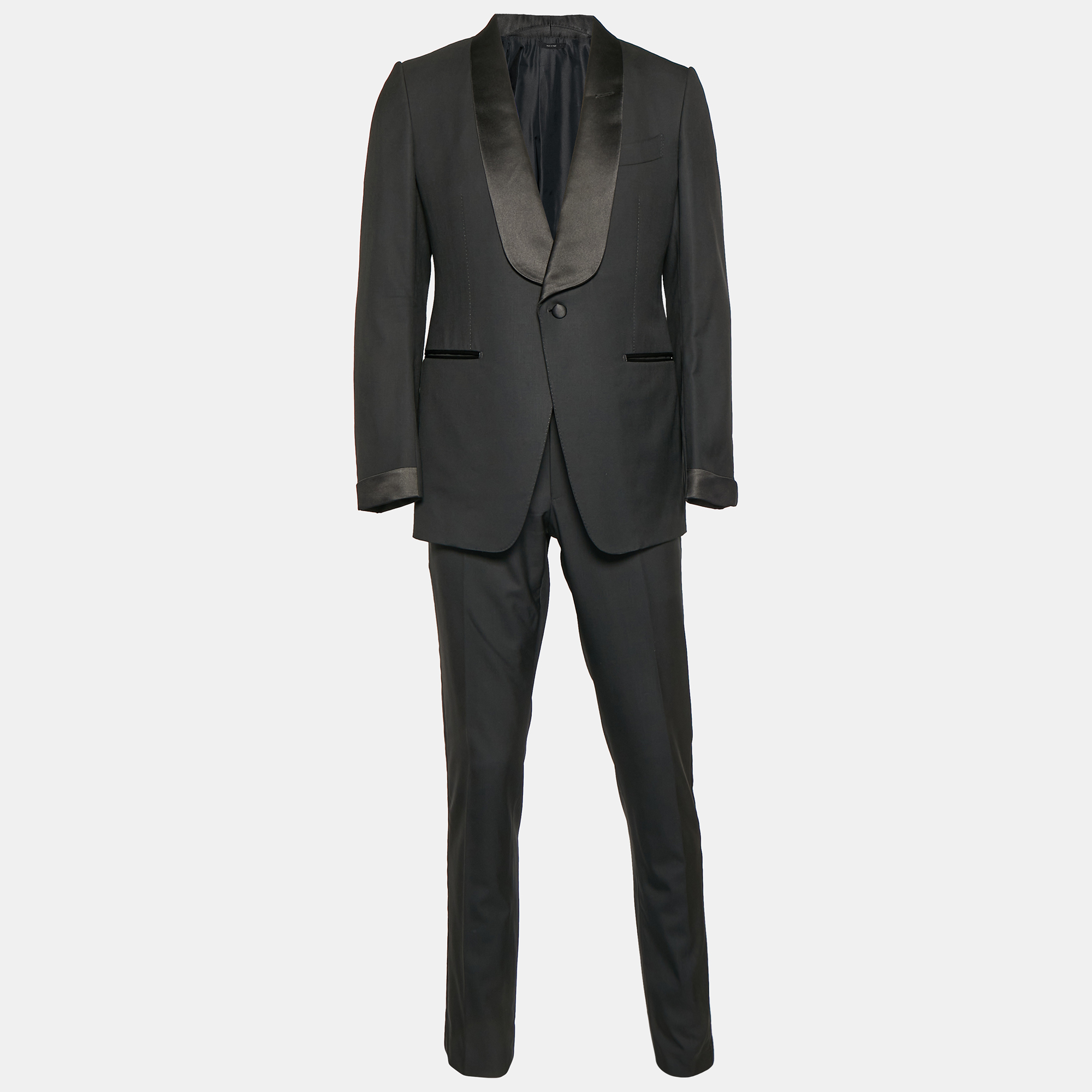 

Tom Ford Black Wool Regular Fit Blazer and Pants Suit L
