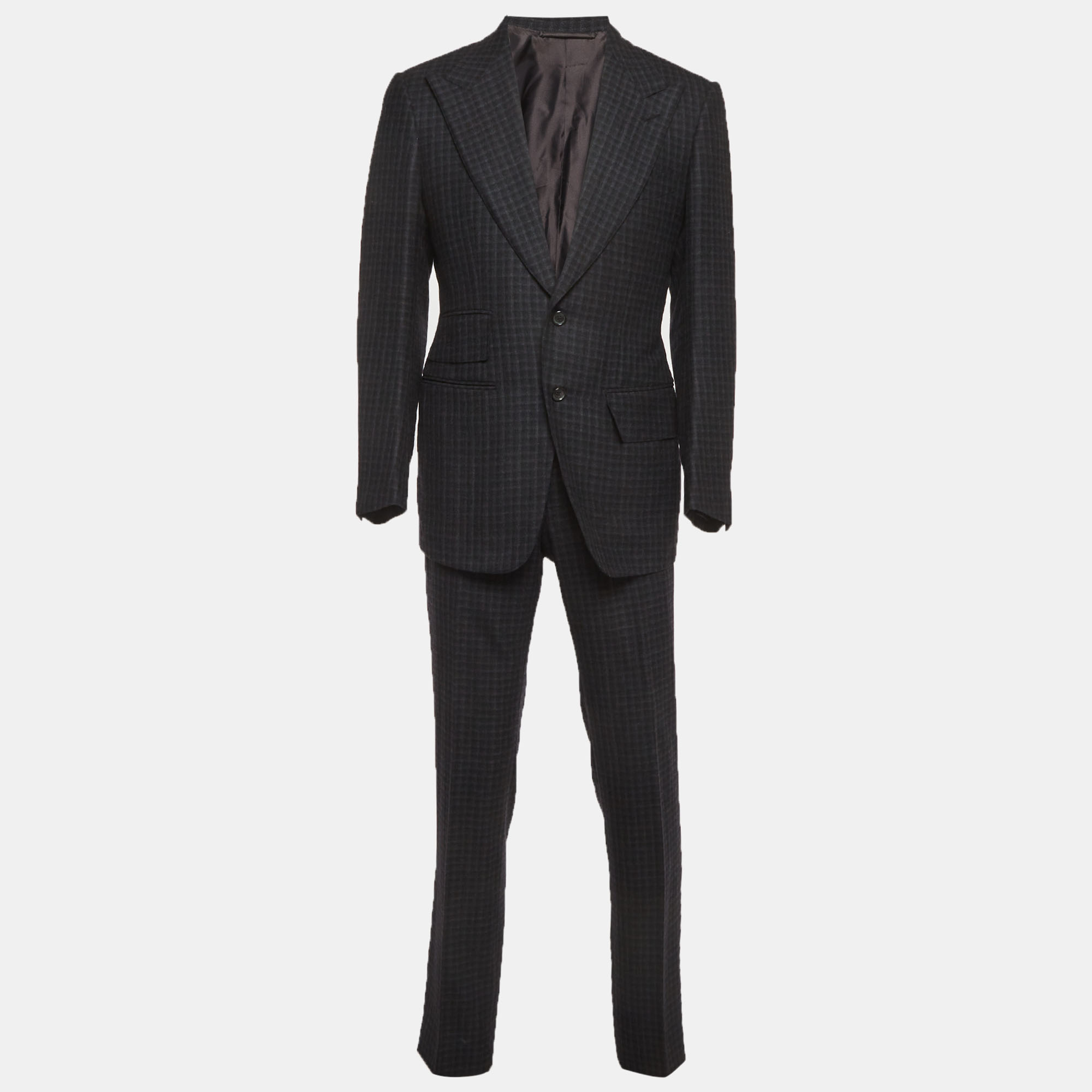 

Tom Ford Black Check Wool Regular Fit Blazer Suit M