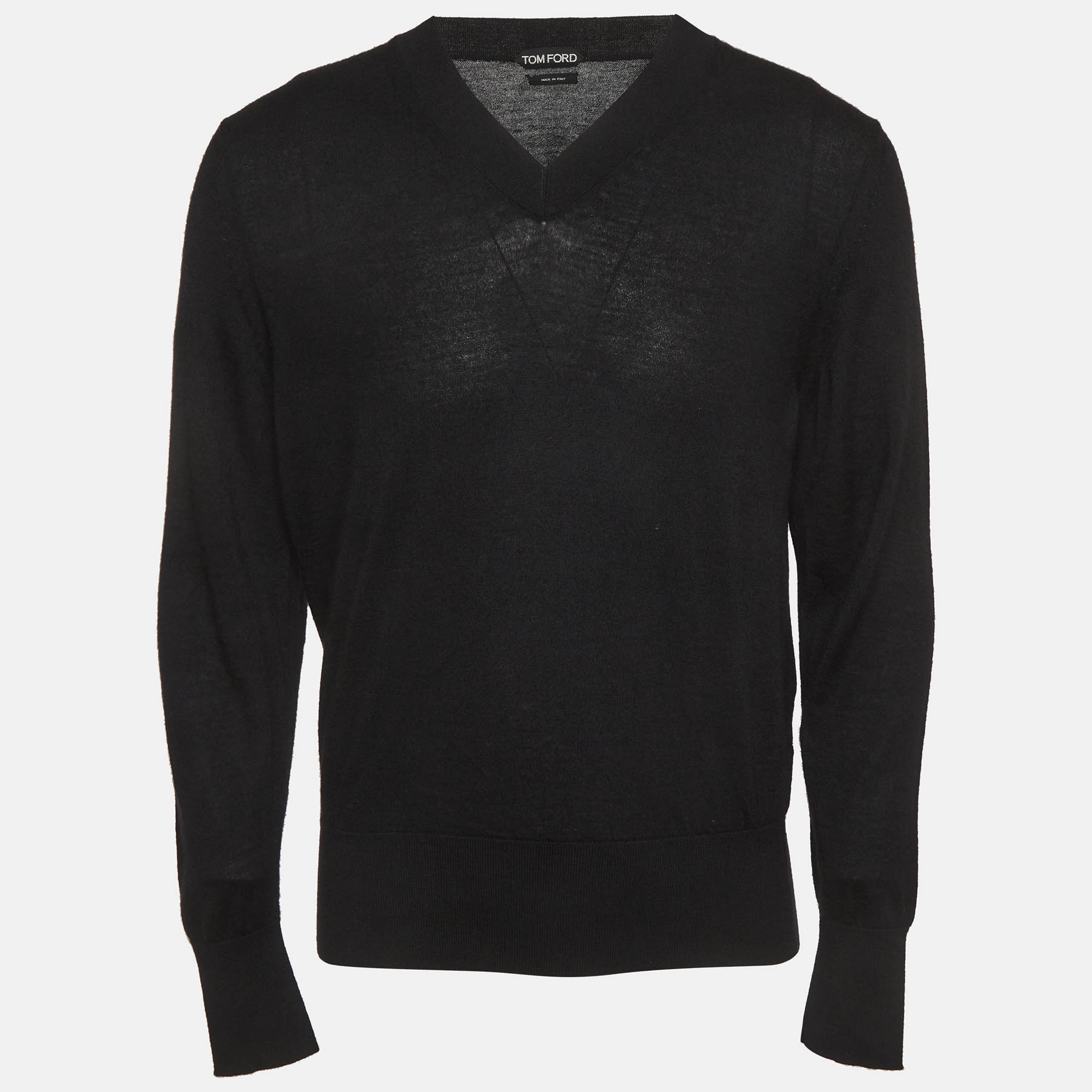 

Tom Ford Black Cashmere Knit V-Neck Sweater M