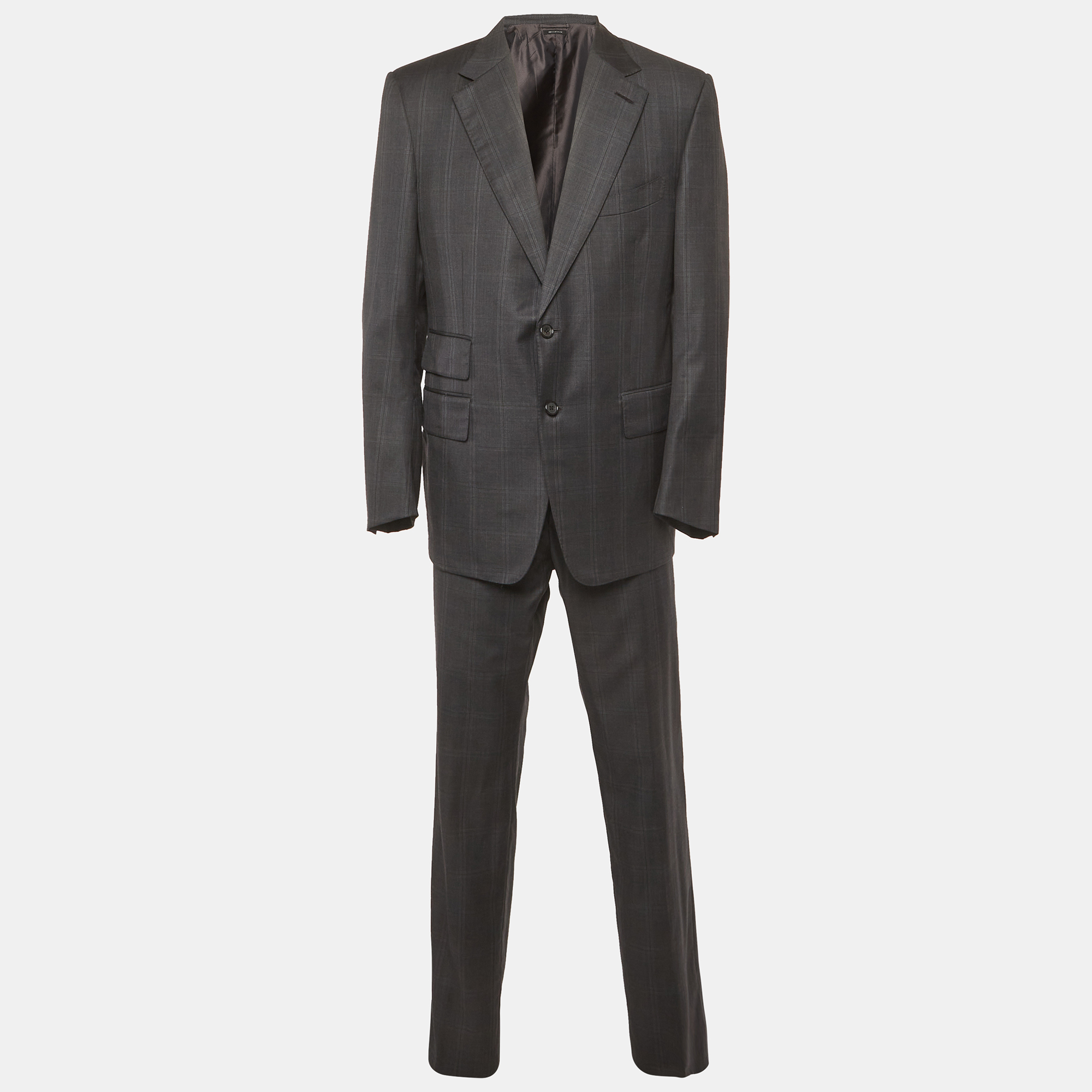 

Tom Ford Black Check Pattern Wool Regular Fit Suits XXXL