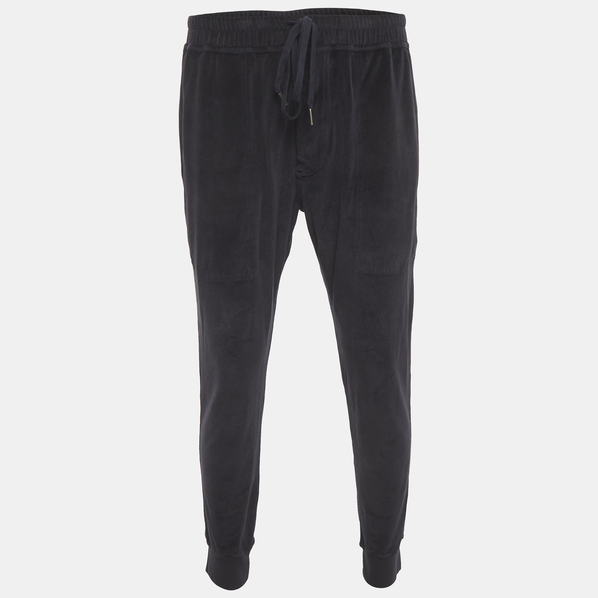 

Tom Ford Navy Blue Velour Drawstring Sweatpants L