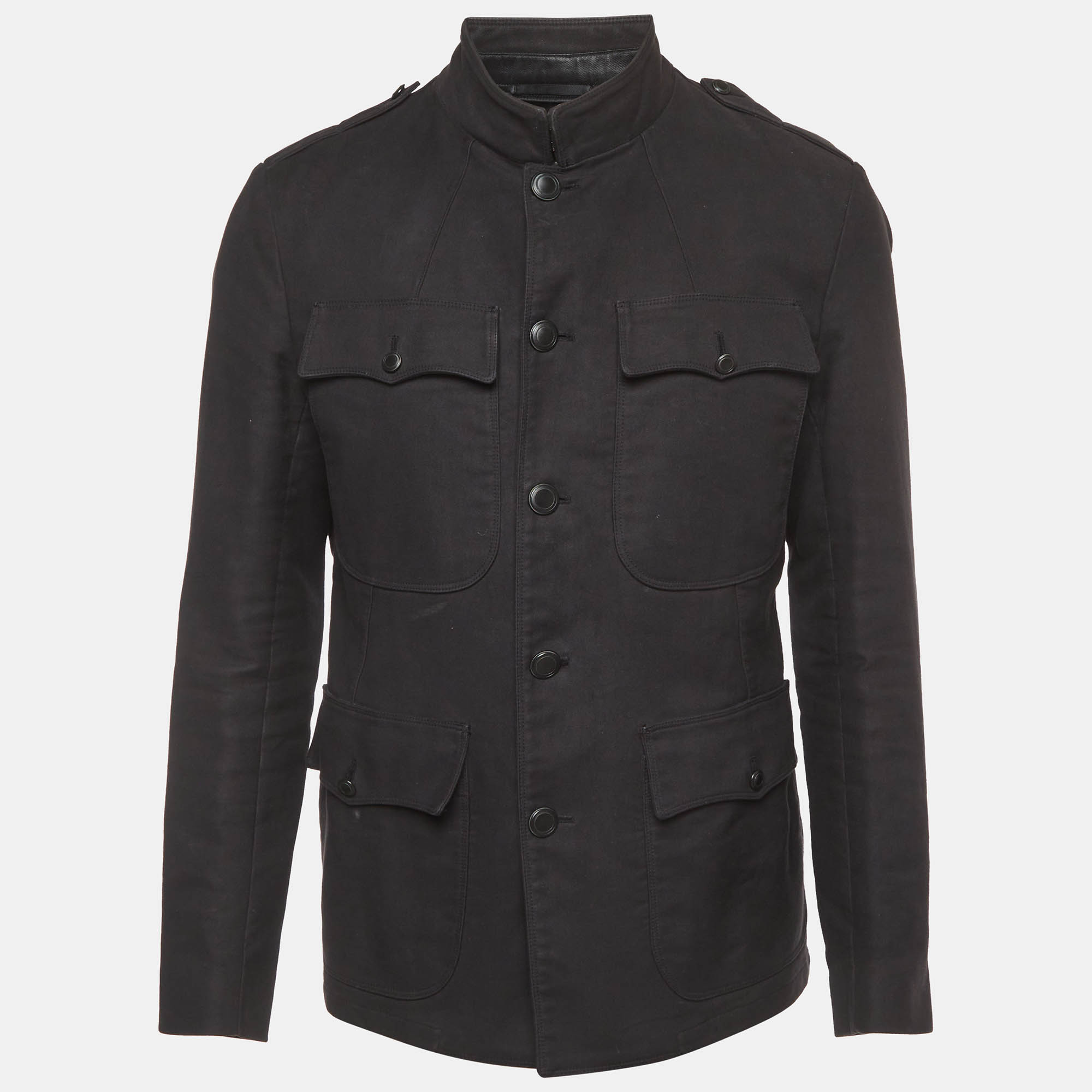 

Tom Ford Black Cotton Military Button Up Jacket XXL