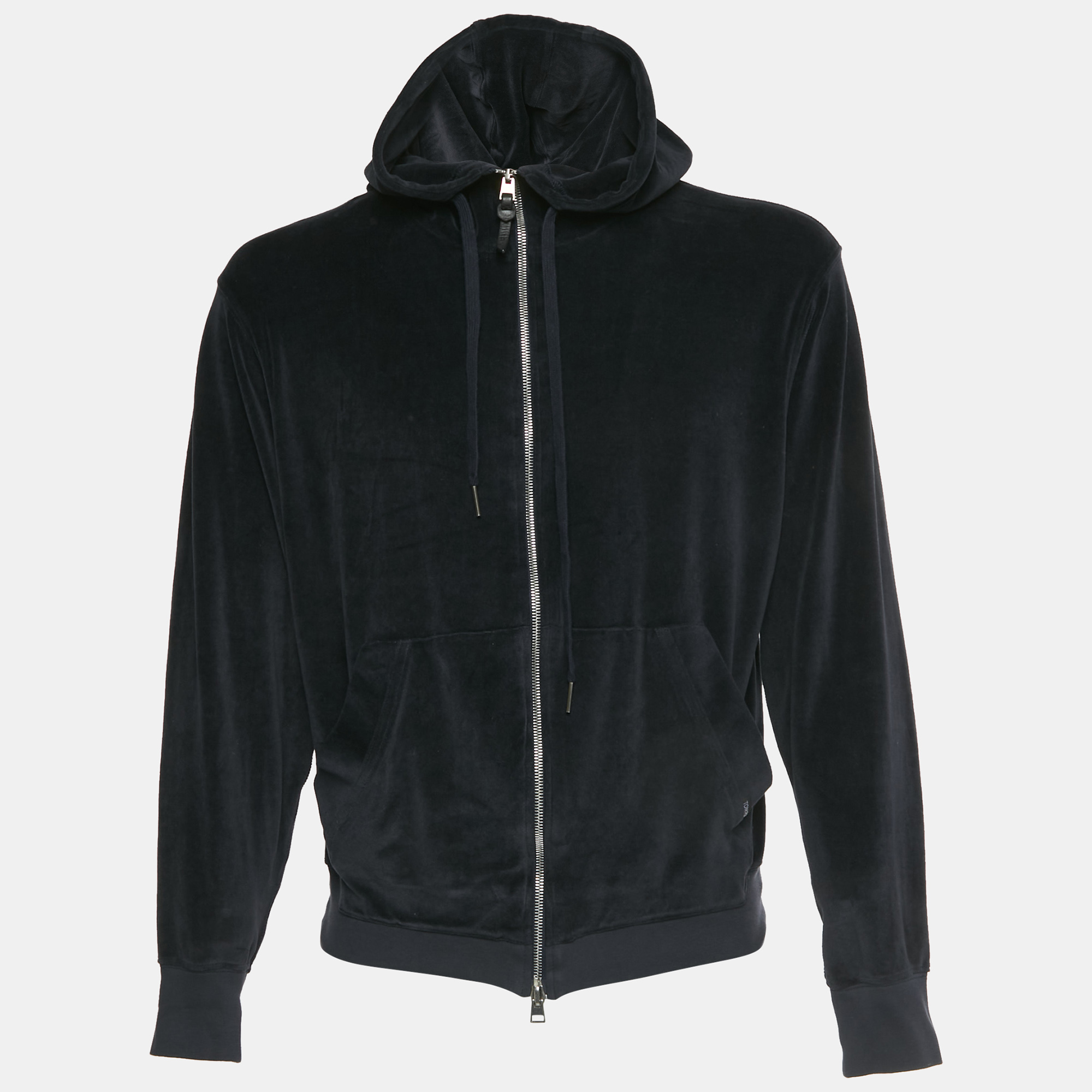 

Tom Ford Navy Blue Velvet Zip-Up Hoodie L