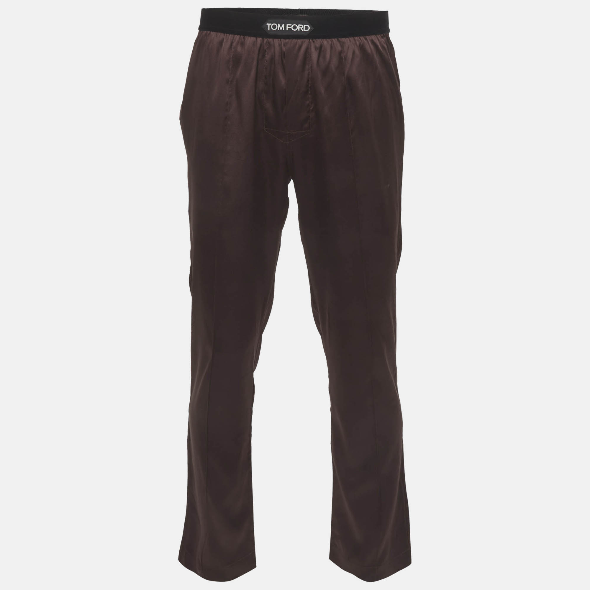 

Tom Ford Brown Satin and Velvet Trimmed Trousers M