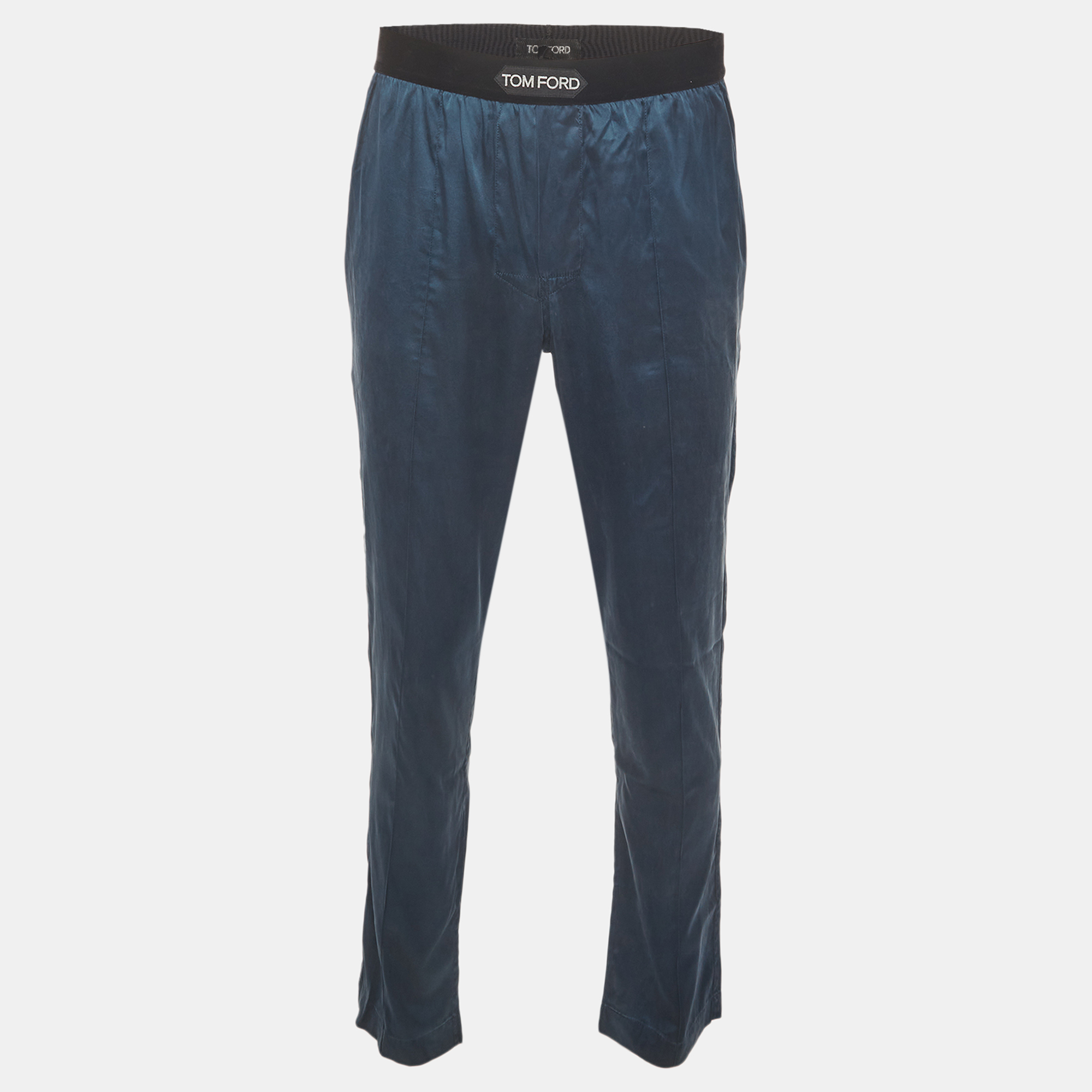 

Tom Ford Blue Satin and Velvet Trimmed Trousers M
