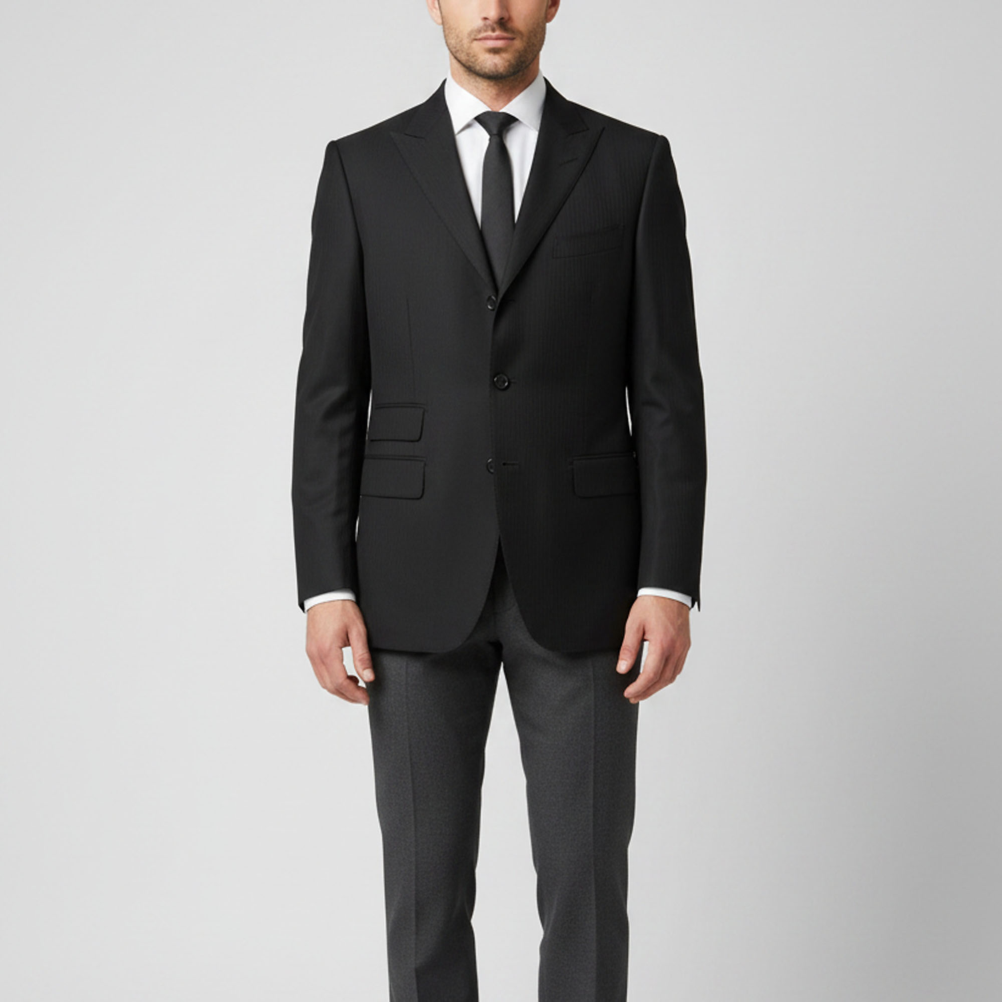 

Tom Ford Black Striped Wool Single Breasted Blazer XL