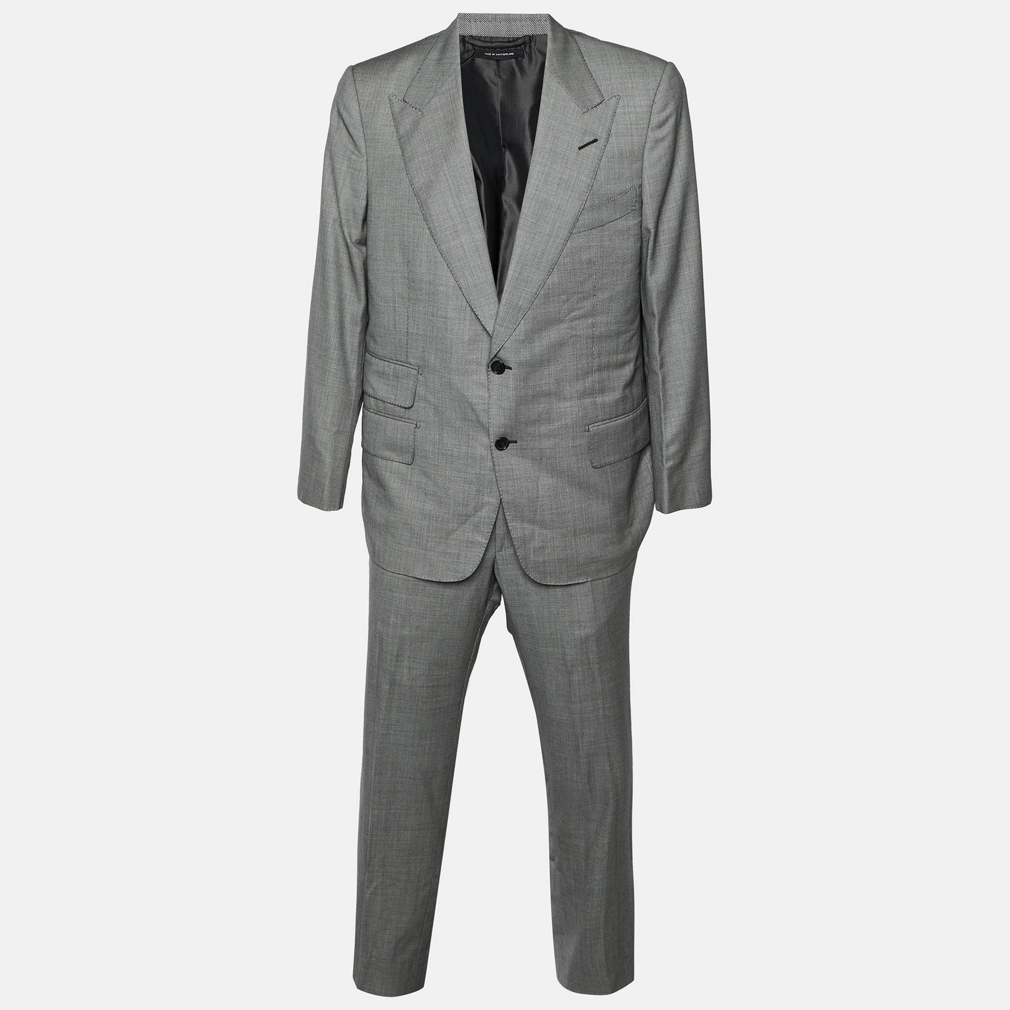 Tom Ford Grey Textured Wool Single Breasted Suit XXXL