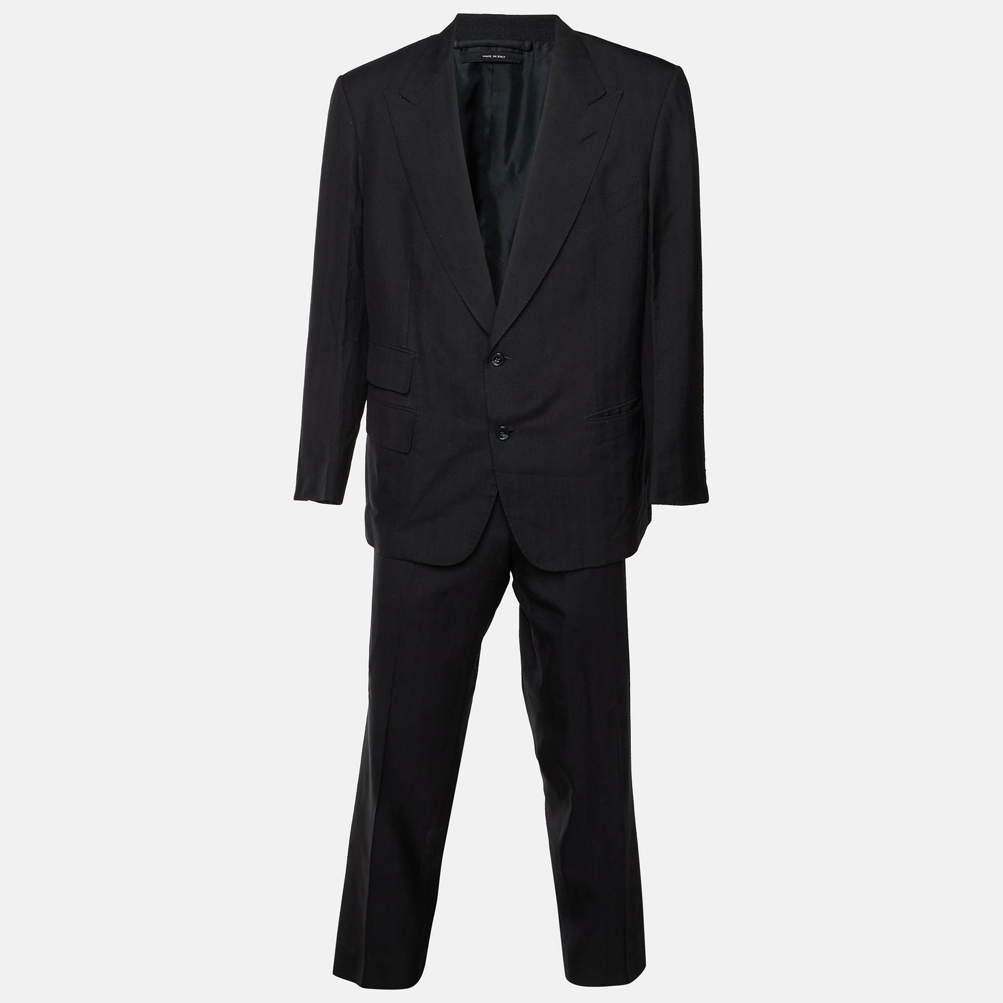 Tom Ford Black Herringbone Silk Single Breasted Suit XXXL