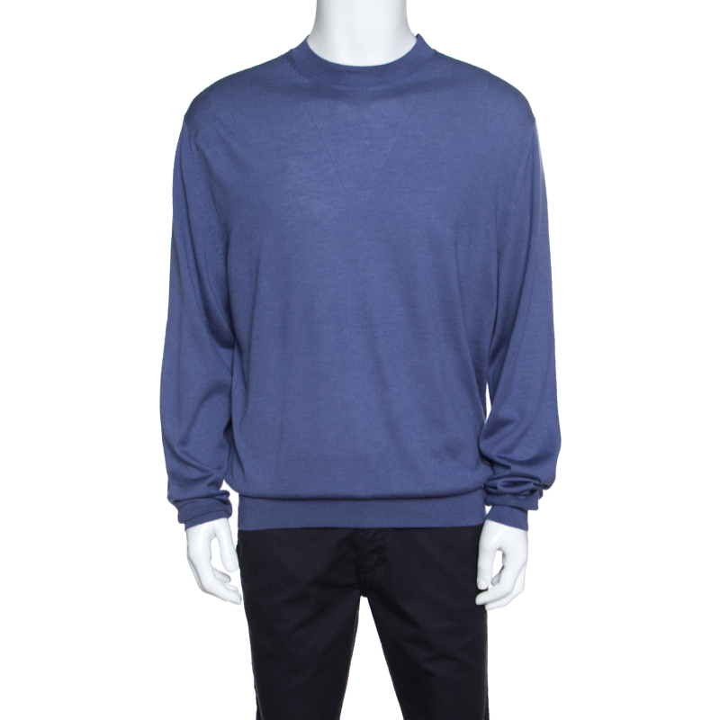 Pre Owned Tom Ford Pastel Blue Cashmere and Silk Sweater 4XL