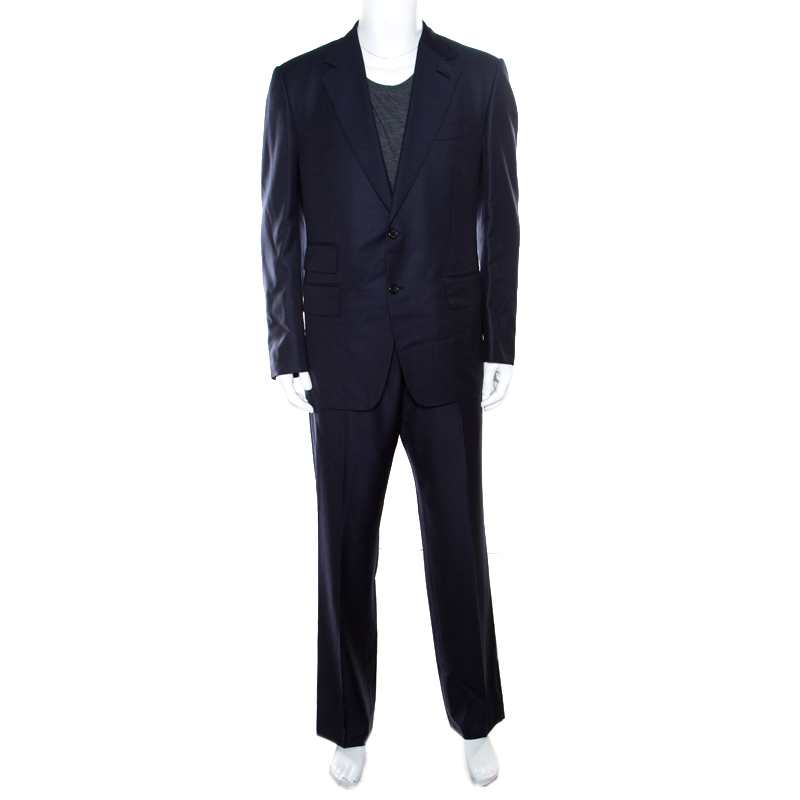 Tom Ford Navy Blue Striped Wool Tailored Suit XL