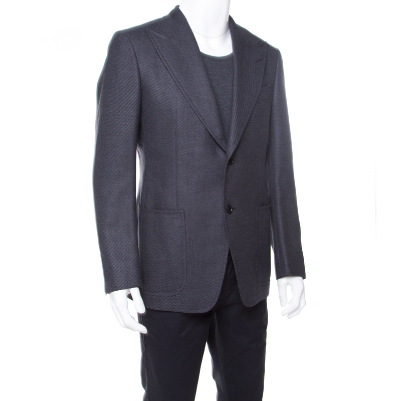 

Tom Ford Grey Patterned Jacquard Mohair Blend Tailored Blazer