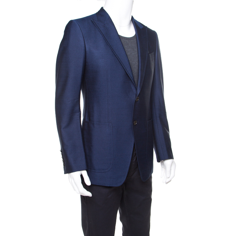 

Tom Ford Royal Blue Silk Twill Tailored Blazer