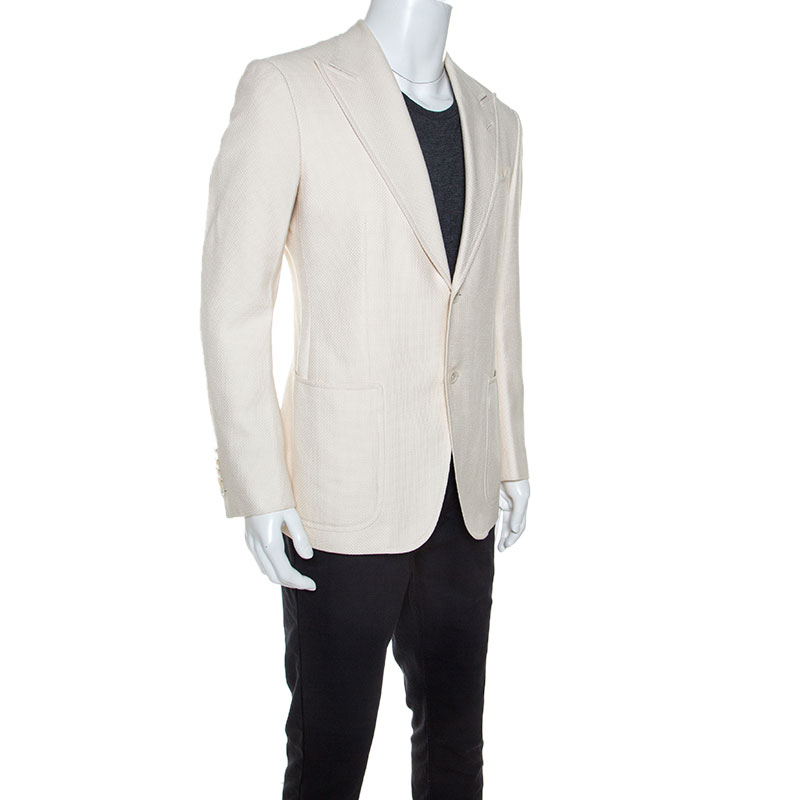 

Tom Ford Cream Textured Silk Blend Sport Coat