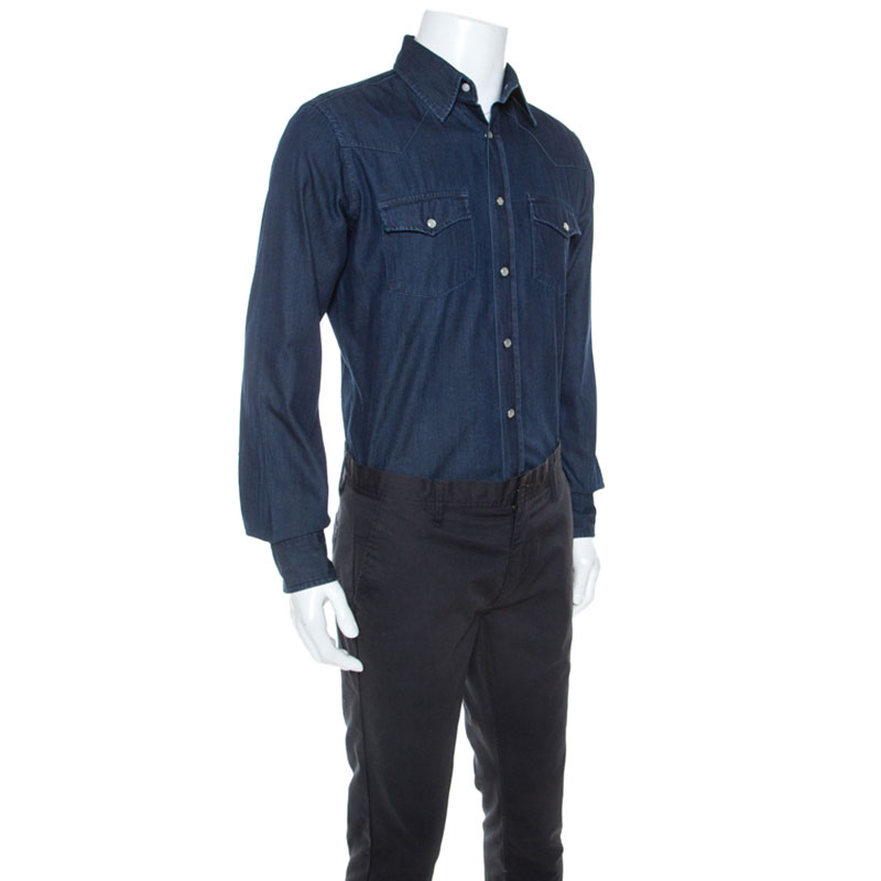 

Tom Ford Blue Dark Wash Denim Western Shirt