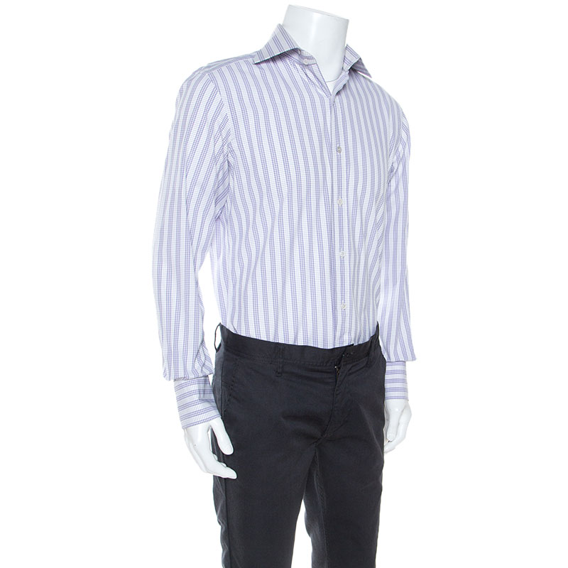 

Tom Ford Lilac and White Checked Cotton Front Button Shirt, Purple