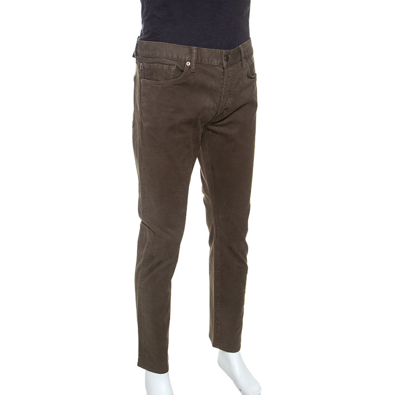 

Tom Ford Olive Green Denim Straight Fit Trousers